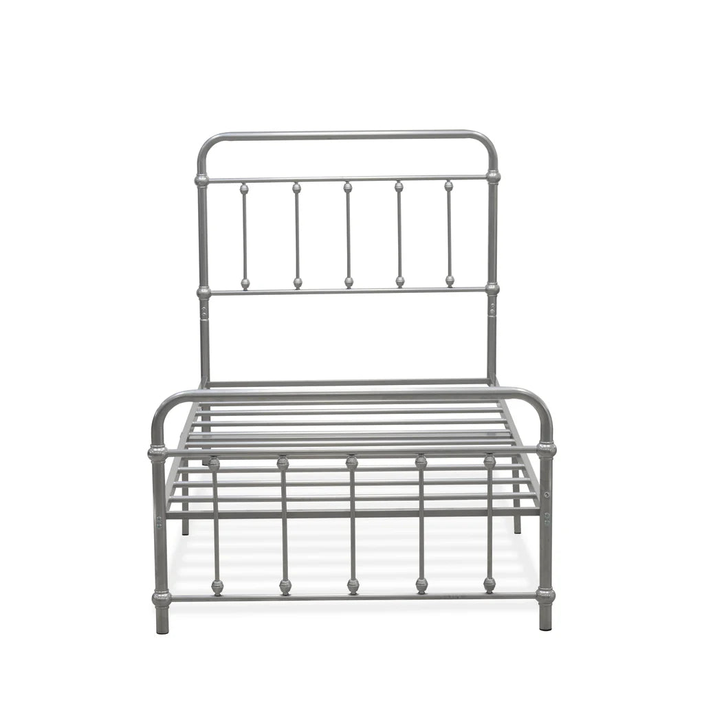 Asus Garland Twin Silver Metal Bed Frame – Deluxe Powder-Coated with 6 Legs
