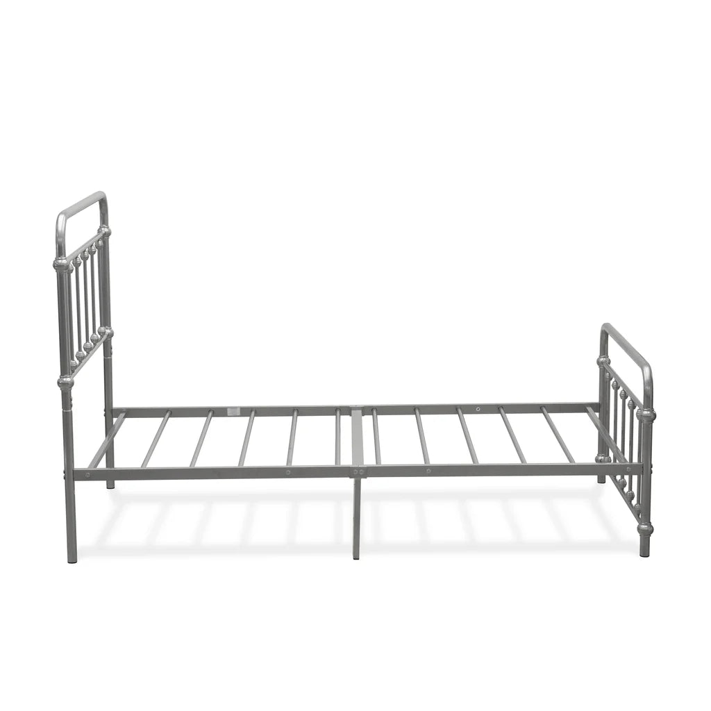 Asus Garland Twin Silver Metal Bed Frame – Deluxe Powder-Coated with 6 Legs