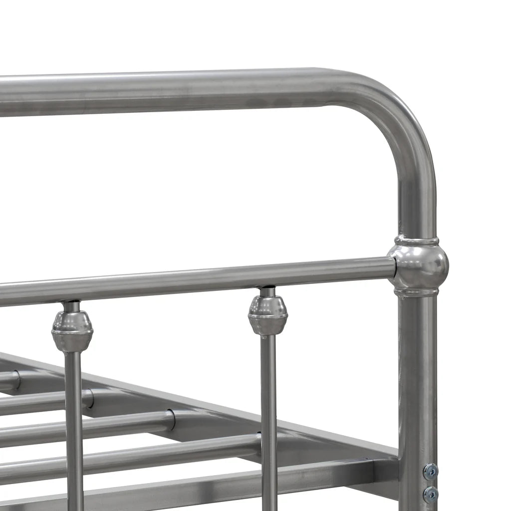 Asus Garland Twin Silver Metal Bed Frame – Deluxe Powder-Coated with 6 Legs