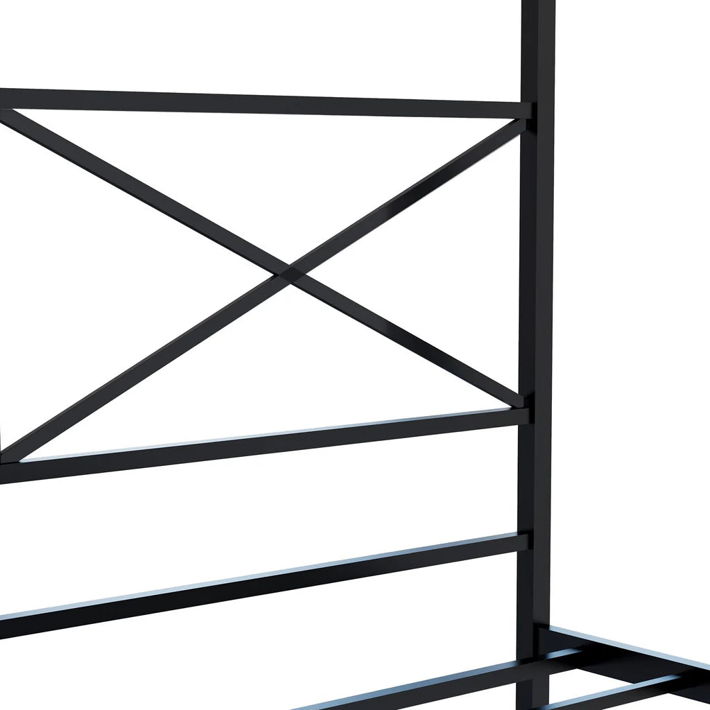 Canopy Glendale Queen Black Metal Canopy Bed – Modern Headboard & Footboard