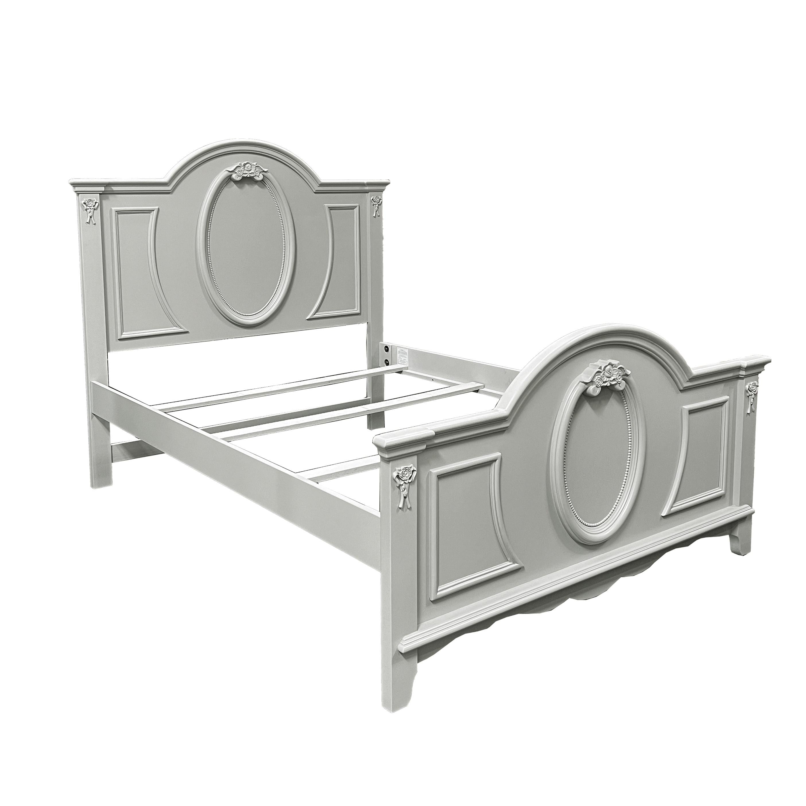 Brock Flora Collection Full Size Gray Wood Bed – Contemporary Style Panel Headboard