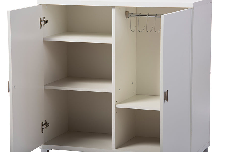 Marcy Modern and Contemporary White Wood Entryway Handbags or School Bags Storage Sideboard Cabinet
