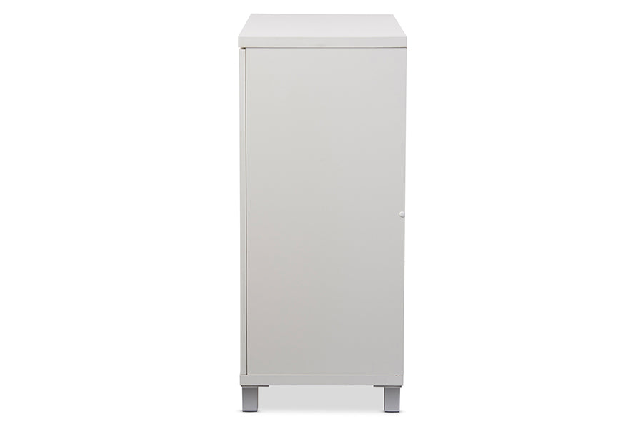 Marcy Modern and Contemporary White Wood Entryway Handbags or School Bags Storage Sideboard Cabinet