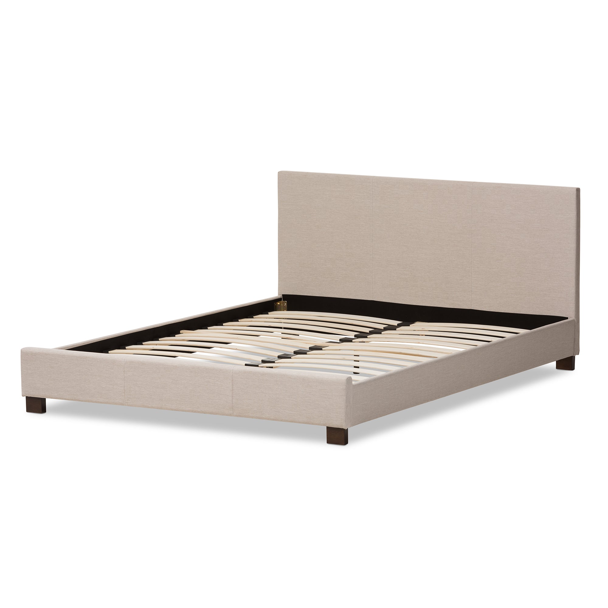 Elizabeth Beige Fabric Upholstered Panel-Stitched Full Size Platform Bed