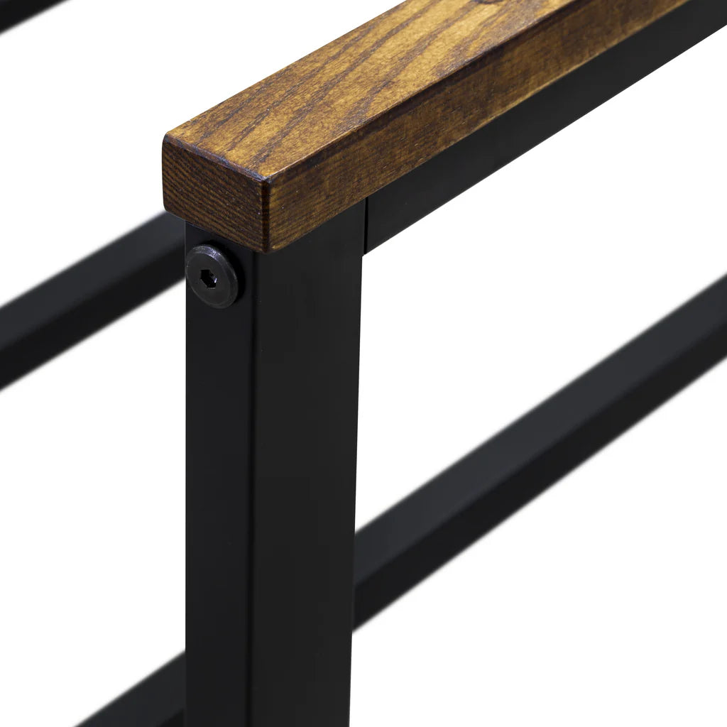 Roldan Ingram Collection Full Size Black Bed – Powder Coated Metal Frame with 7 Legs