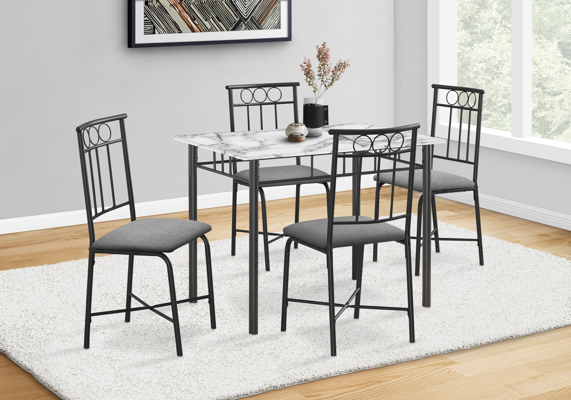 Alene - Dining Table Set 5pcs Set Small 40" Rectangular Kitchen White