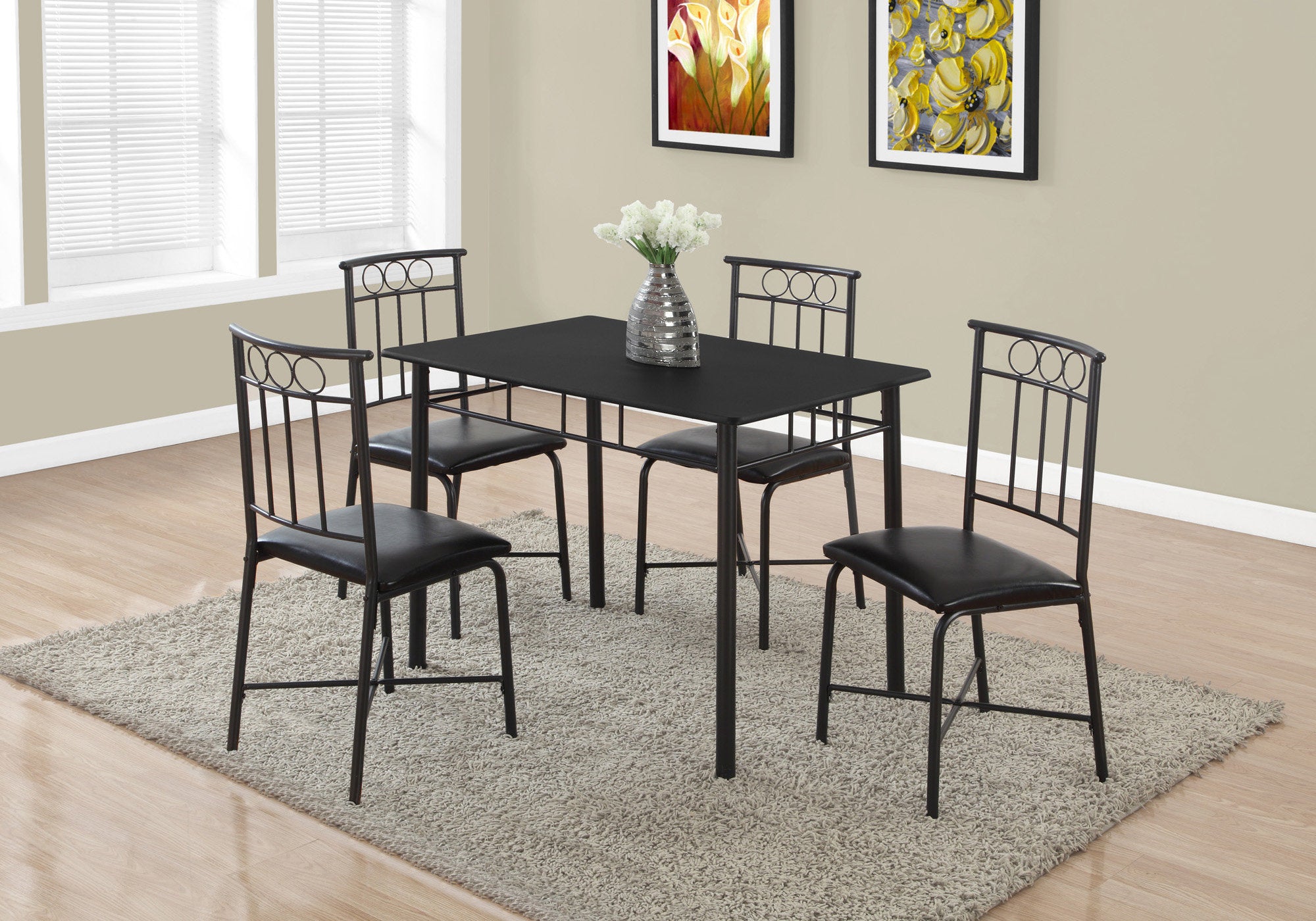 Bobby - Dining Table Set 5pcs Set Small 40" Rectangular Kitchen Black