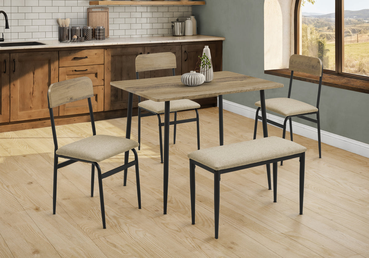 Rowley - Dining Set 5pcs Set 40" Rectangular Small Kitchen Black Metal