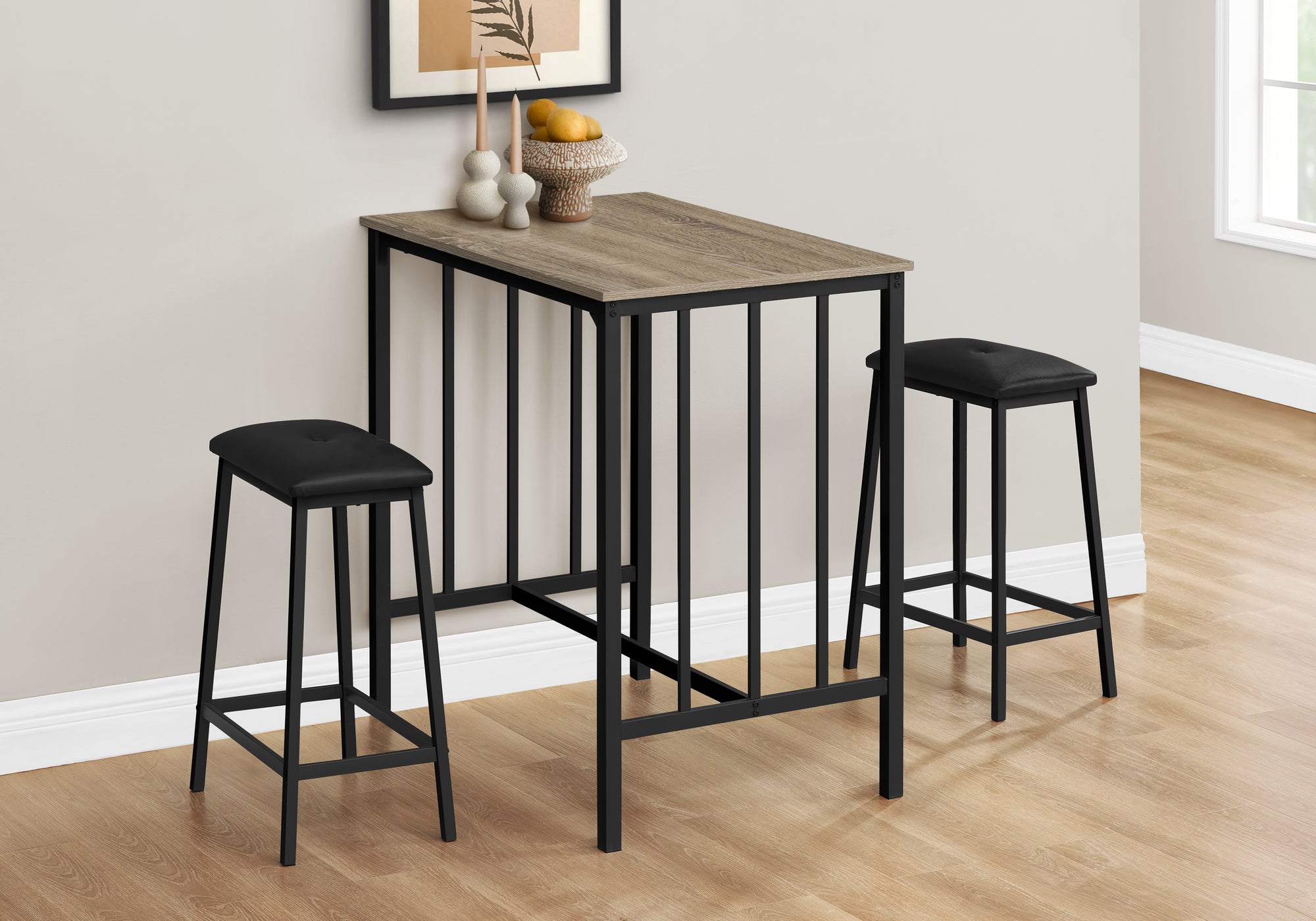 Dharma - Dining Set 3pcs Set Counter Height 36" Rectangular Small Kitchen