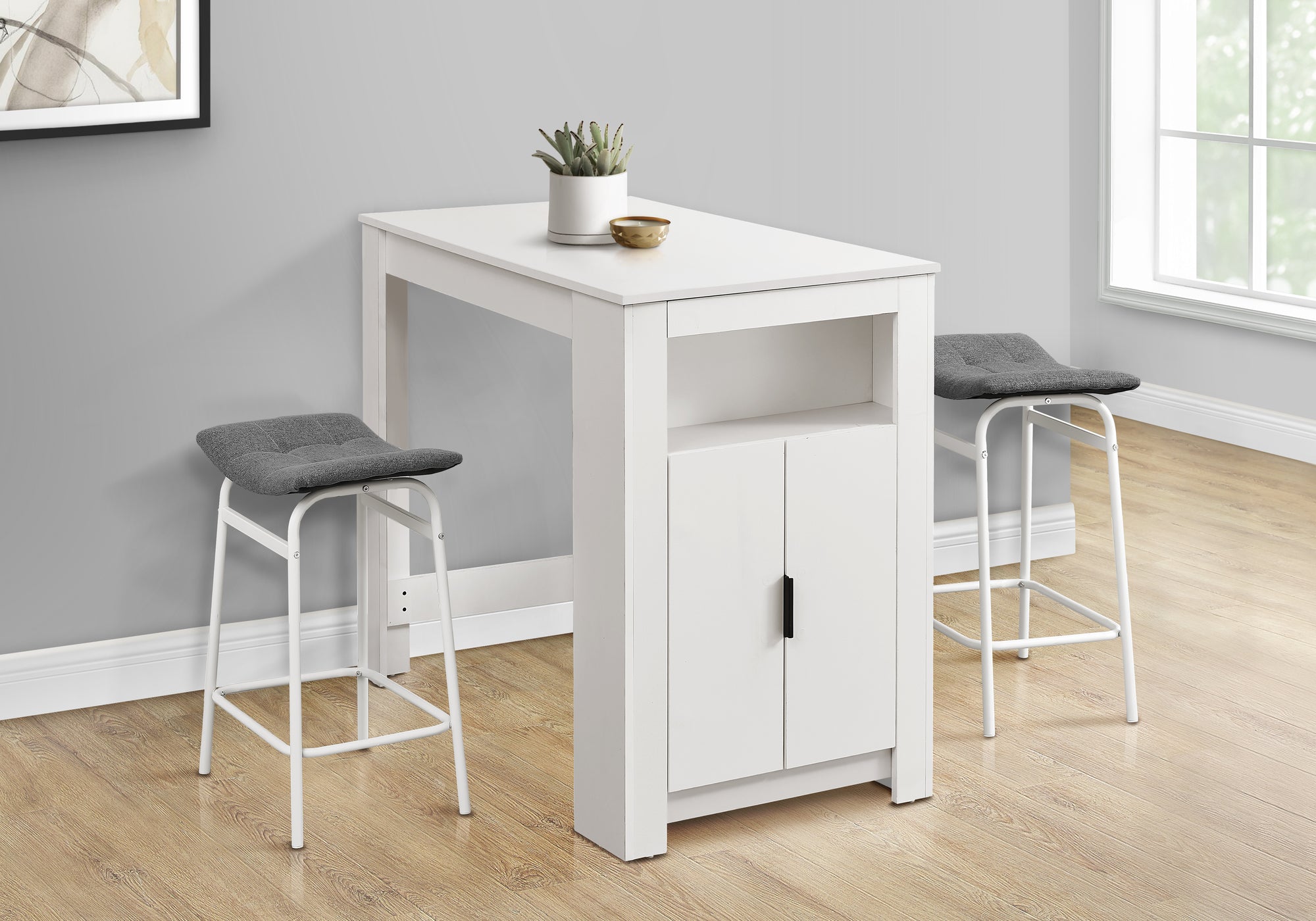 Mirari - Dining Table 48" Rectangular Counter Height Kitchen Small Storage White