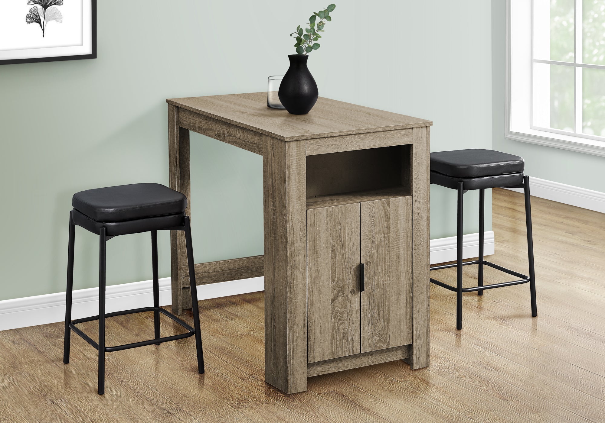 Katell - Dining Table 48" Rectangular Counter Height Kitchen Small Storage Brown