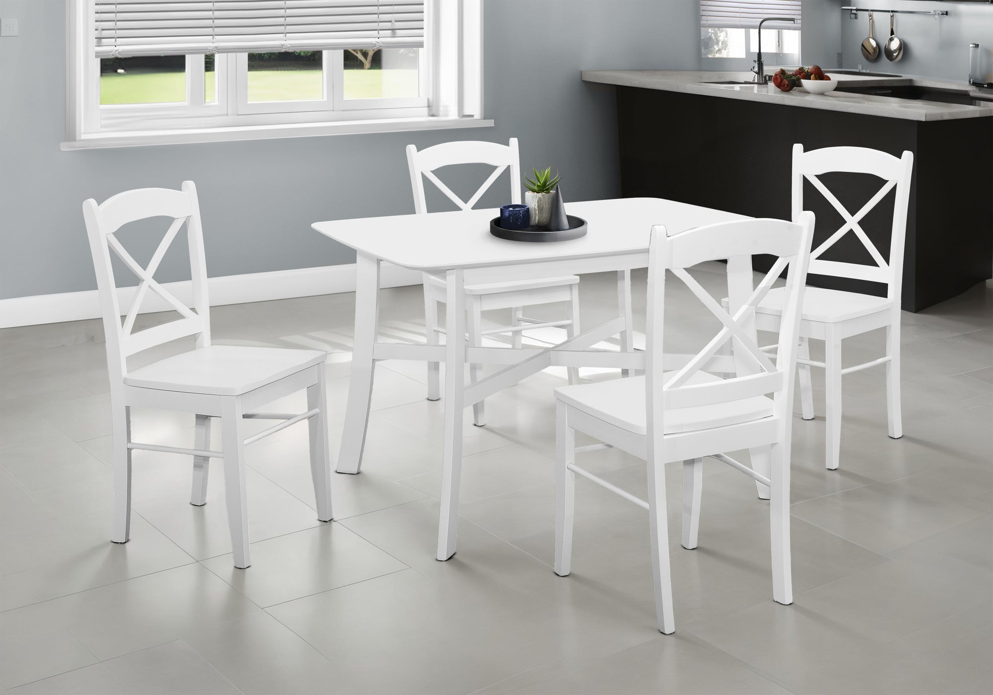 Caludius - Dining Table 48" Rectangular Small Kitchen Dining Room White Veneer