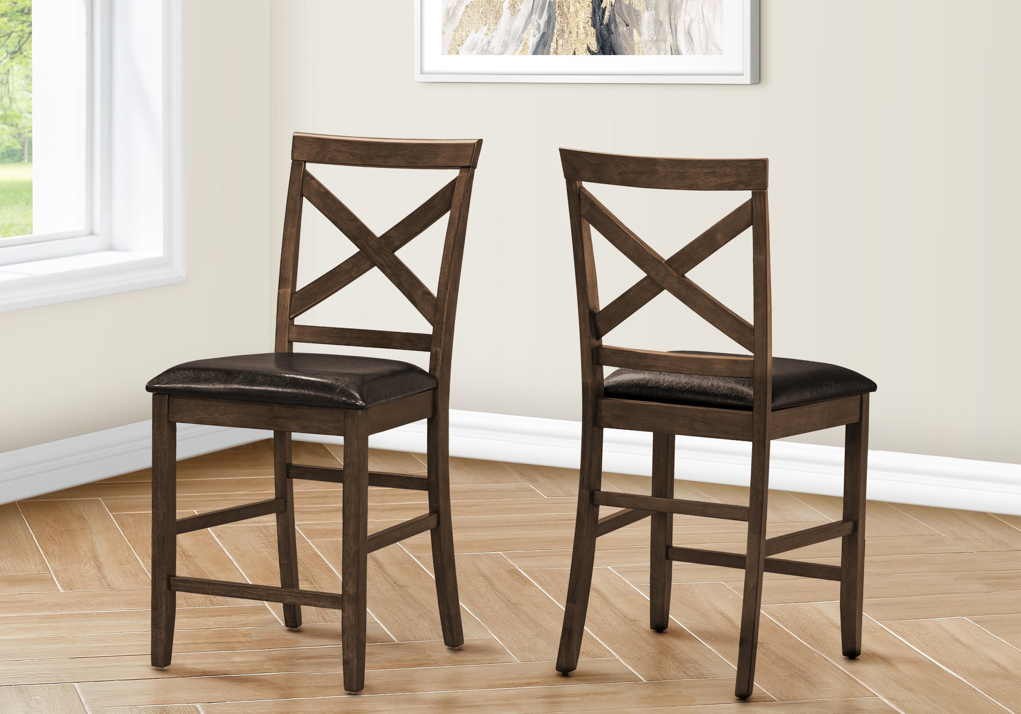 Damask - Dining Chair 44" Height Set Of 2 Side Upholstered Counter