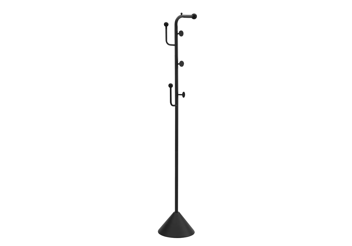 Coat Rack, 66"H, Hall Tree, 6 Hooks, Entryway, Bedroom, Black Metal, Contemporary
