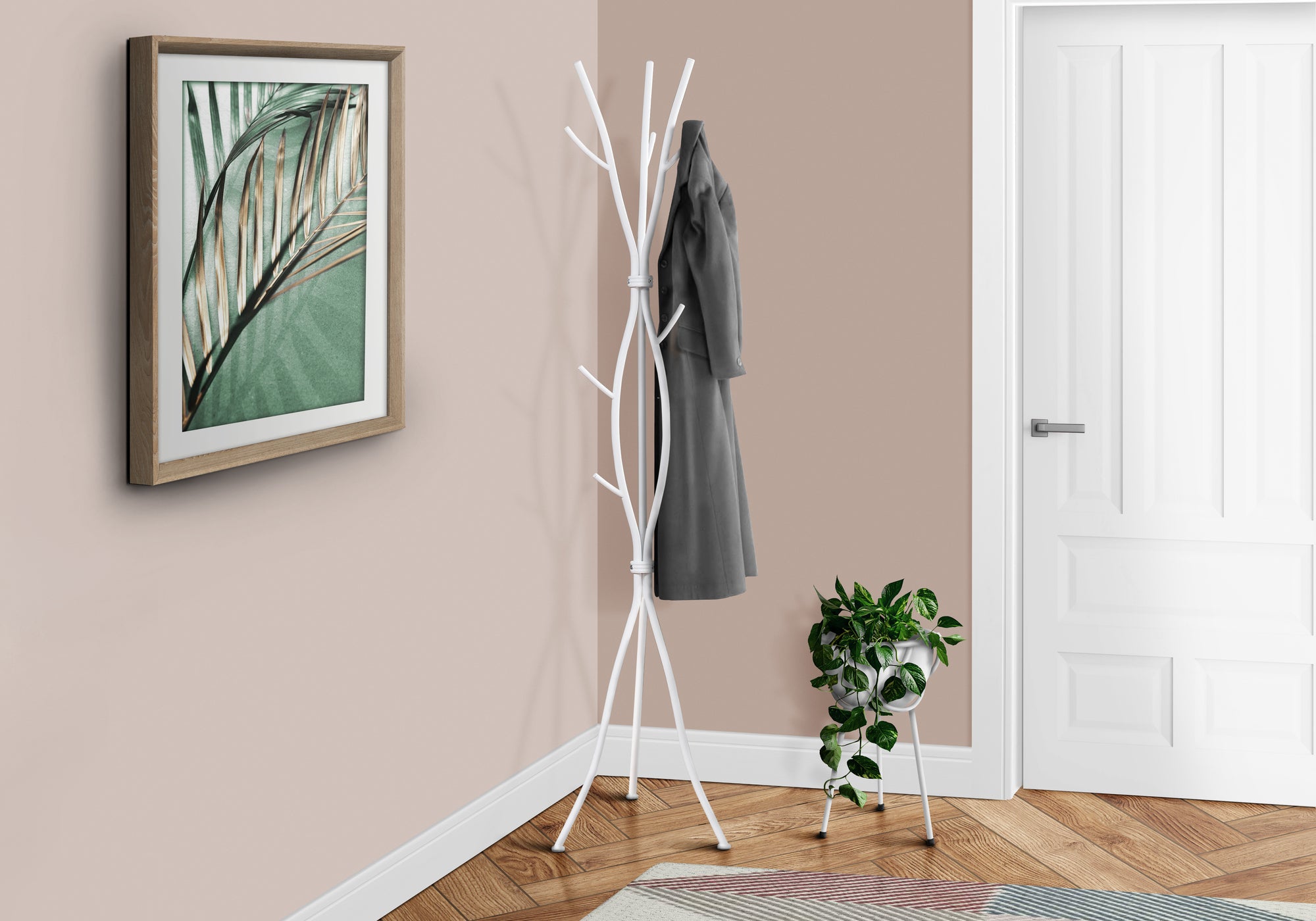 Ferris - Coat Rack Hall Tree 11 Hooks Entryway 74"H Bedroom White