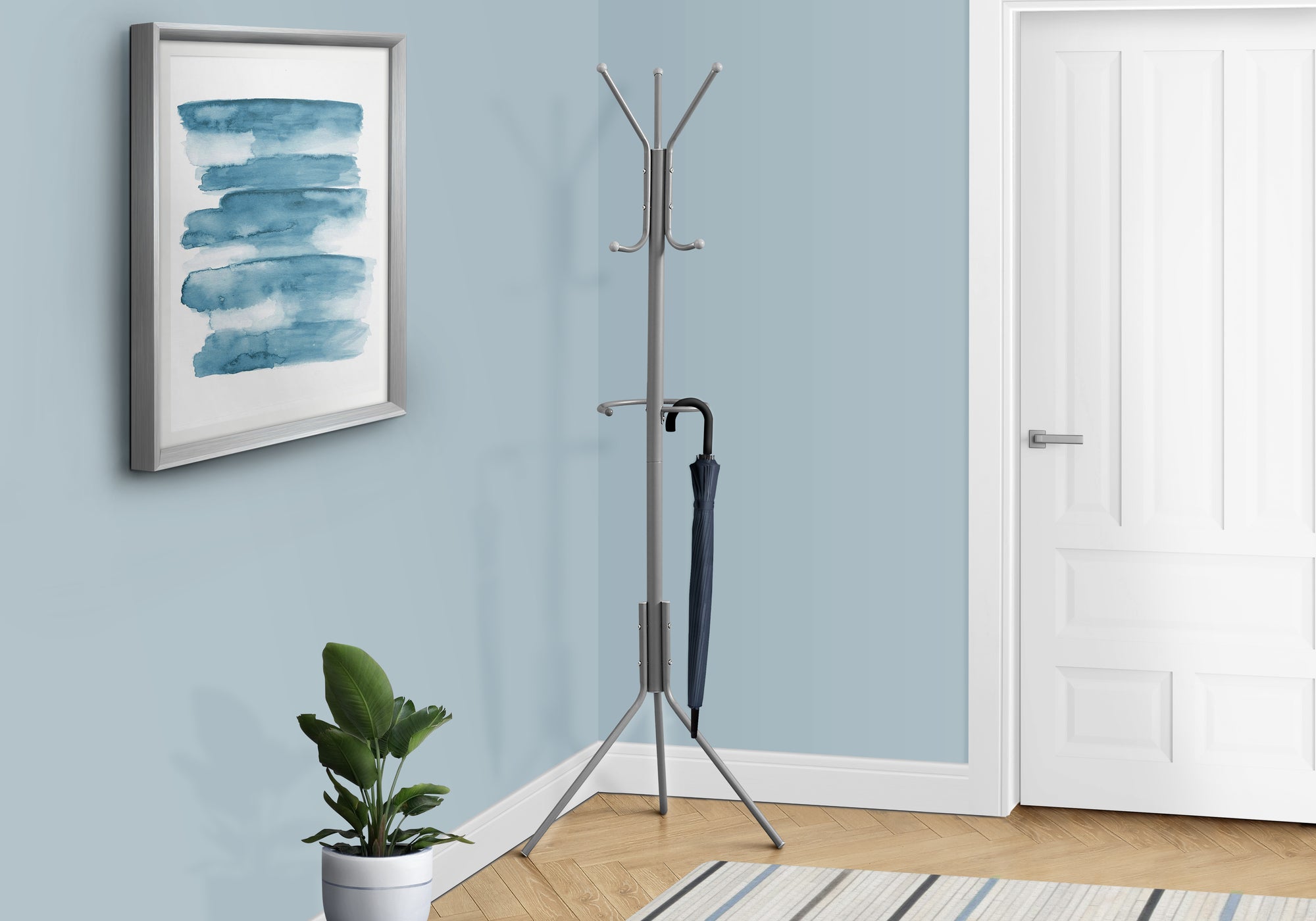 Nino - Coat Rack Hall Tree 6 Hooks Entryway 68"H Bedroom Grey