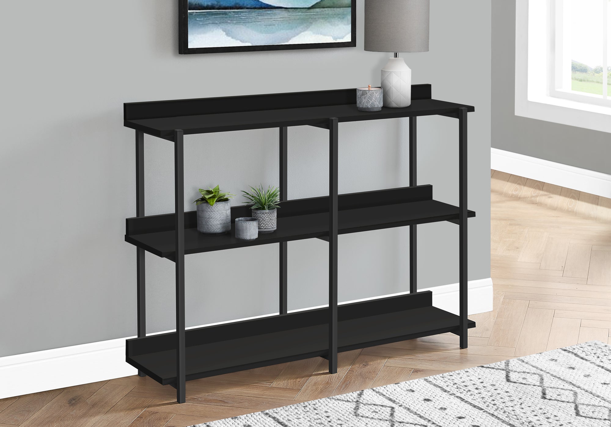 Horn - Accent Table Console Entryway Narrow Sofa Living Room Bedroom Black