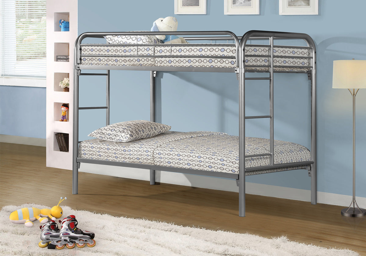 Kendi - Bunk Bed Kids Bunk Bed Youth Twin Over Twin Silver