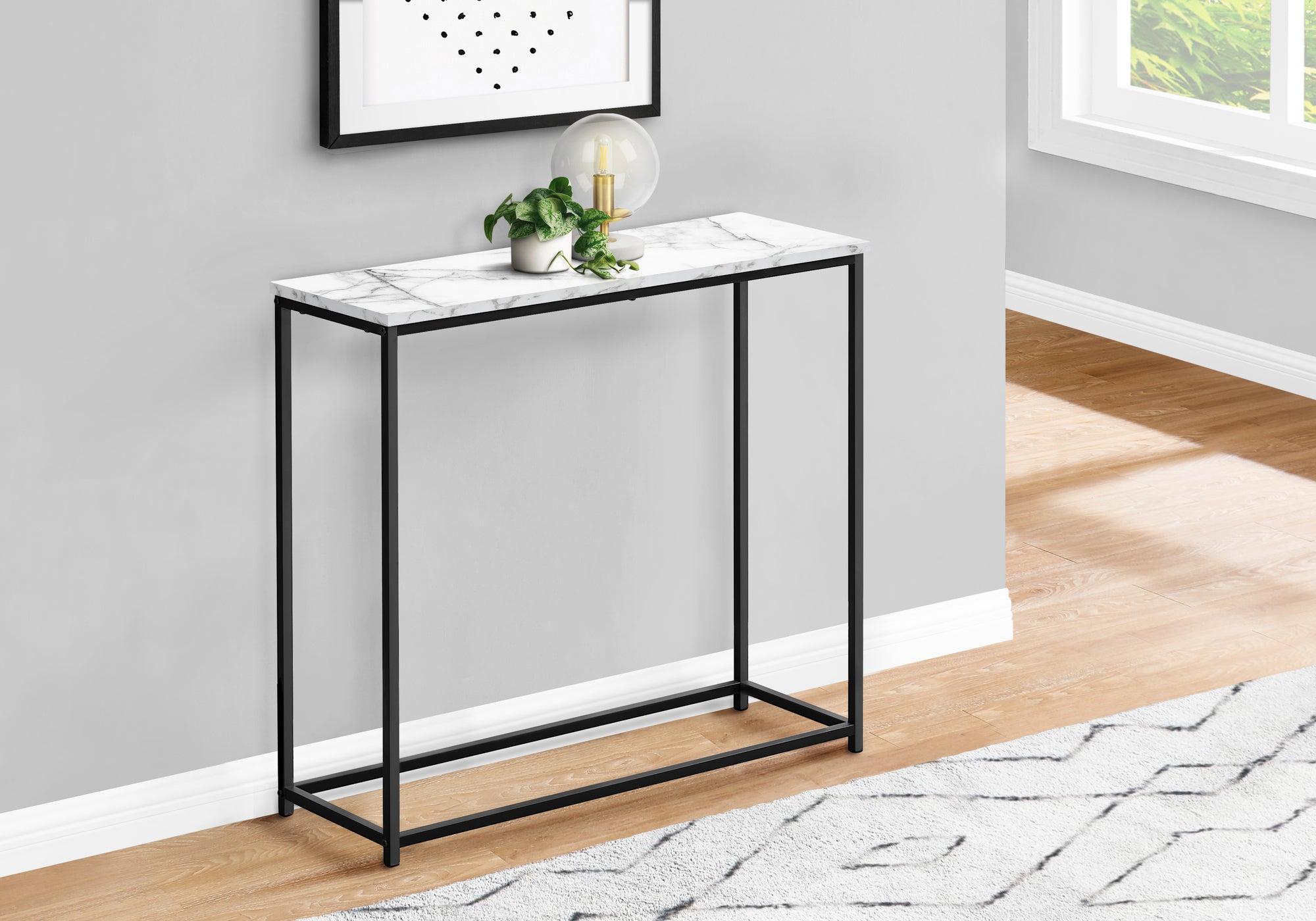 Alonzo - Accent Table Console Entryway Narrow Sofa Living Room Bedroom White