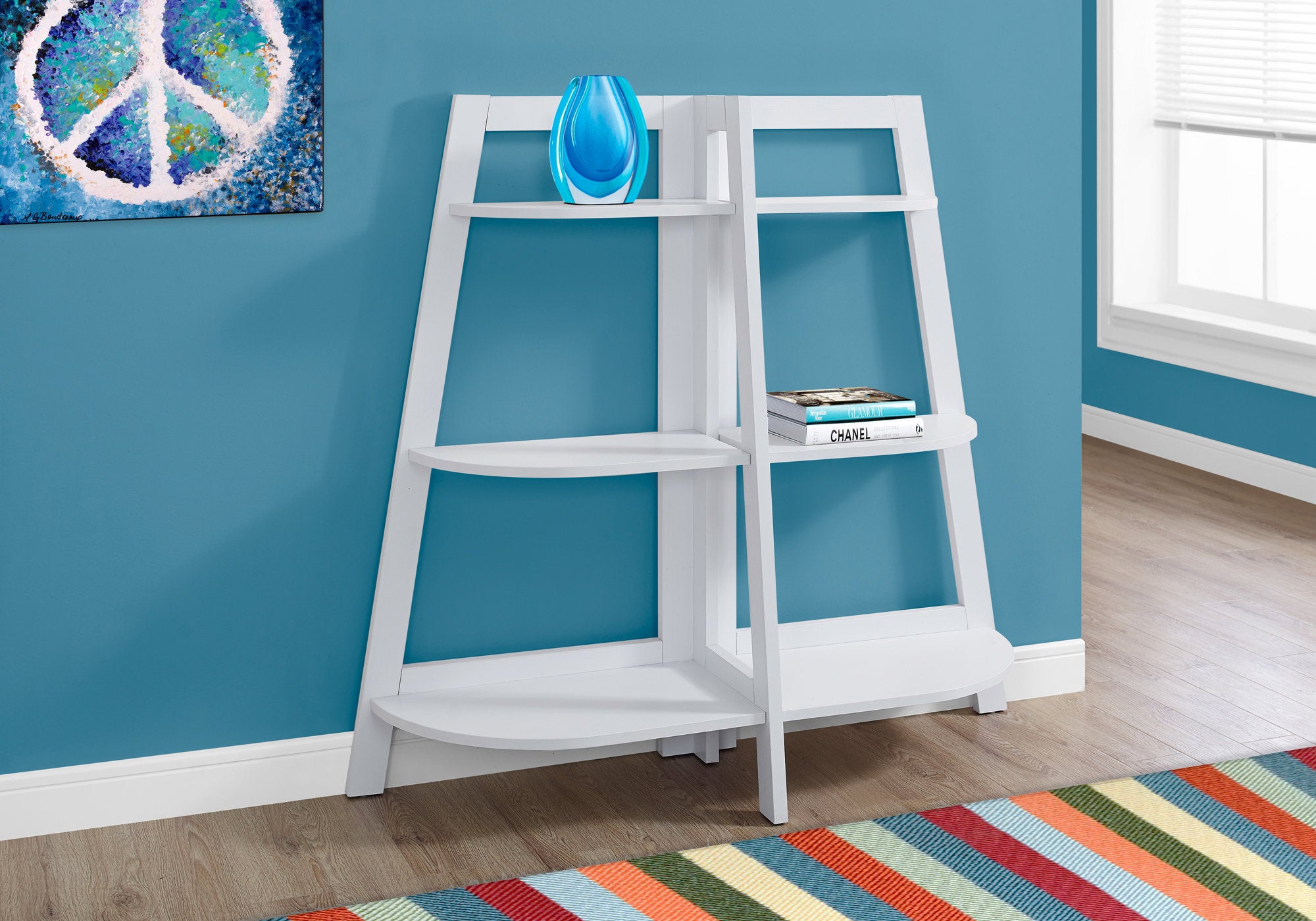 Rattan - Bookshelf Bookcase Etagere 3 Tier 48"H Office Bedroom White Laminate