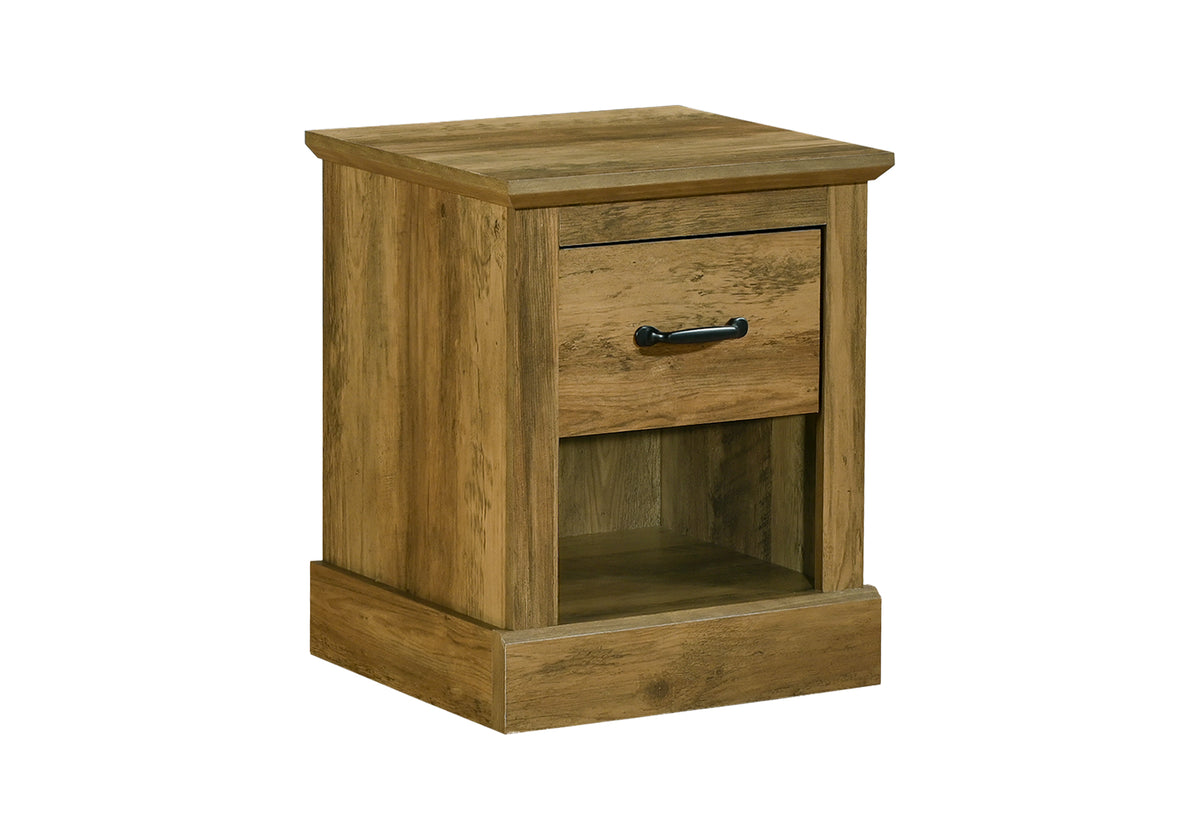 Accent Table, 21"H, End, Side Table, Storage Drawer, Nightstand, Lamp, Living Room, Bedroom, Dark Brown Oak Laminate, Transitional