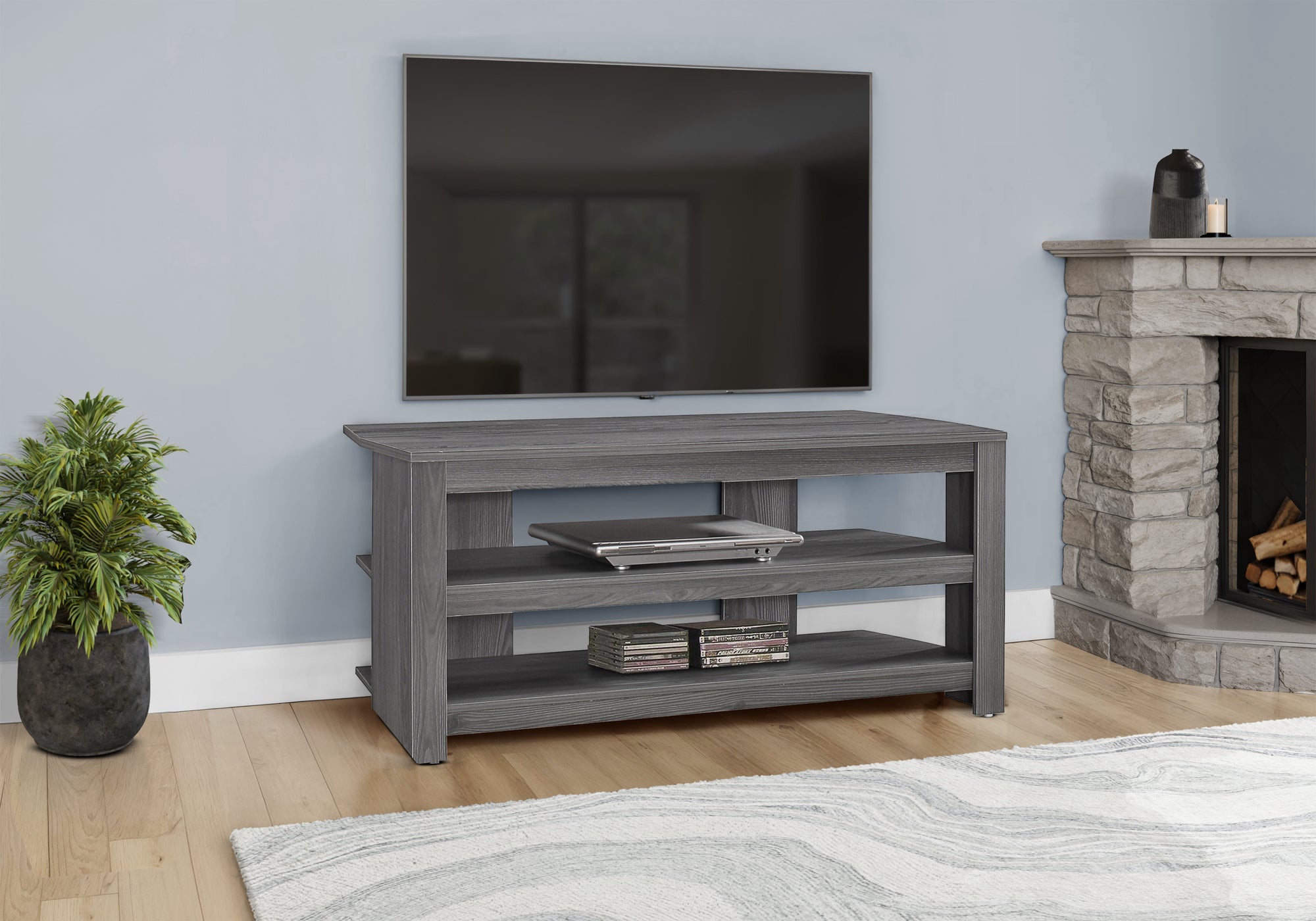 Psinta - Tv Stand 42 Inch Console Media Entertainment Center Storage Shelves