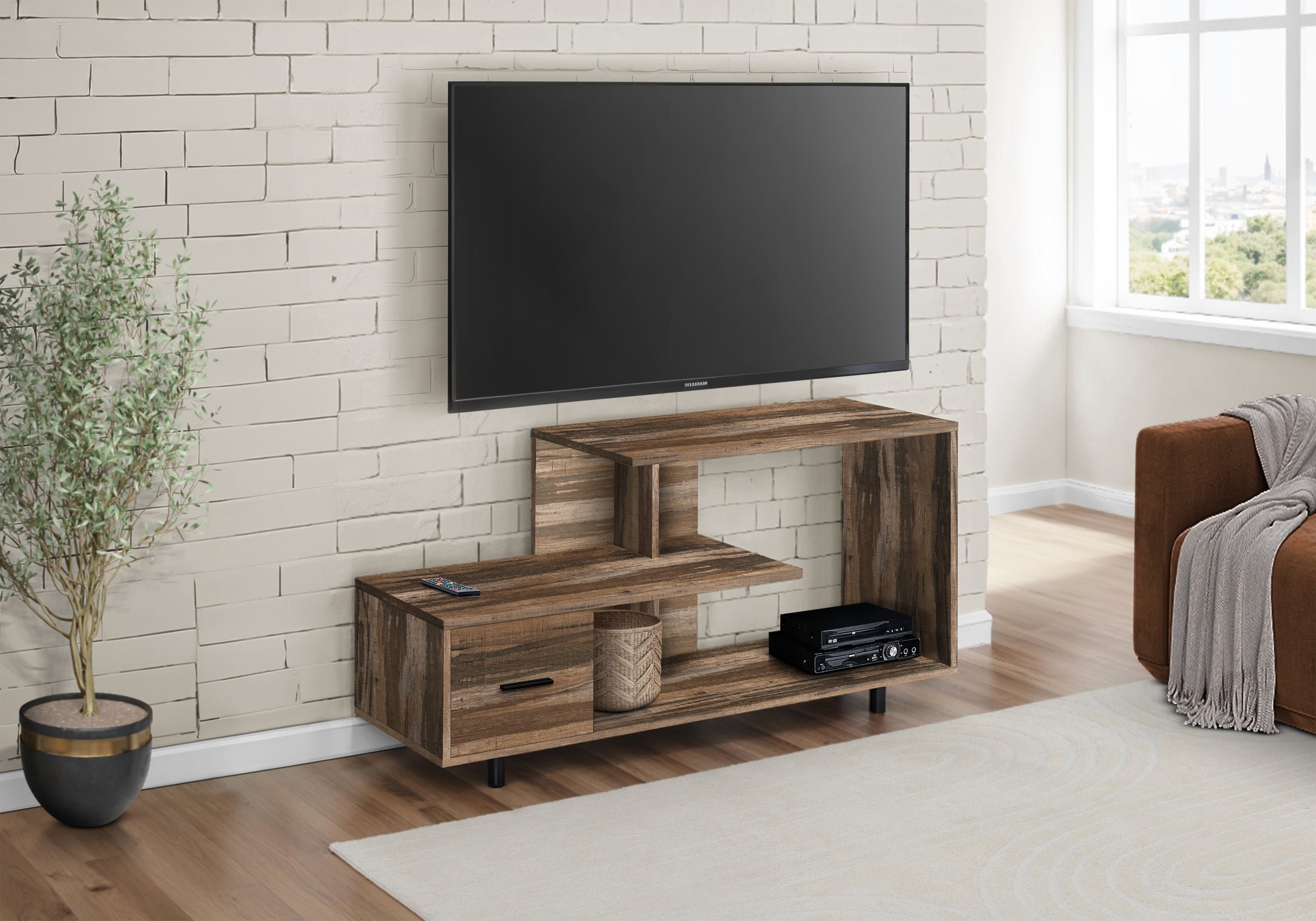 Everdon - Tv Stand 48 Inch Console Media Entertainment Center Storage Drawer