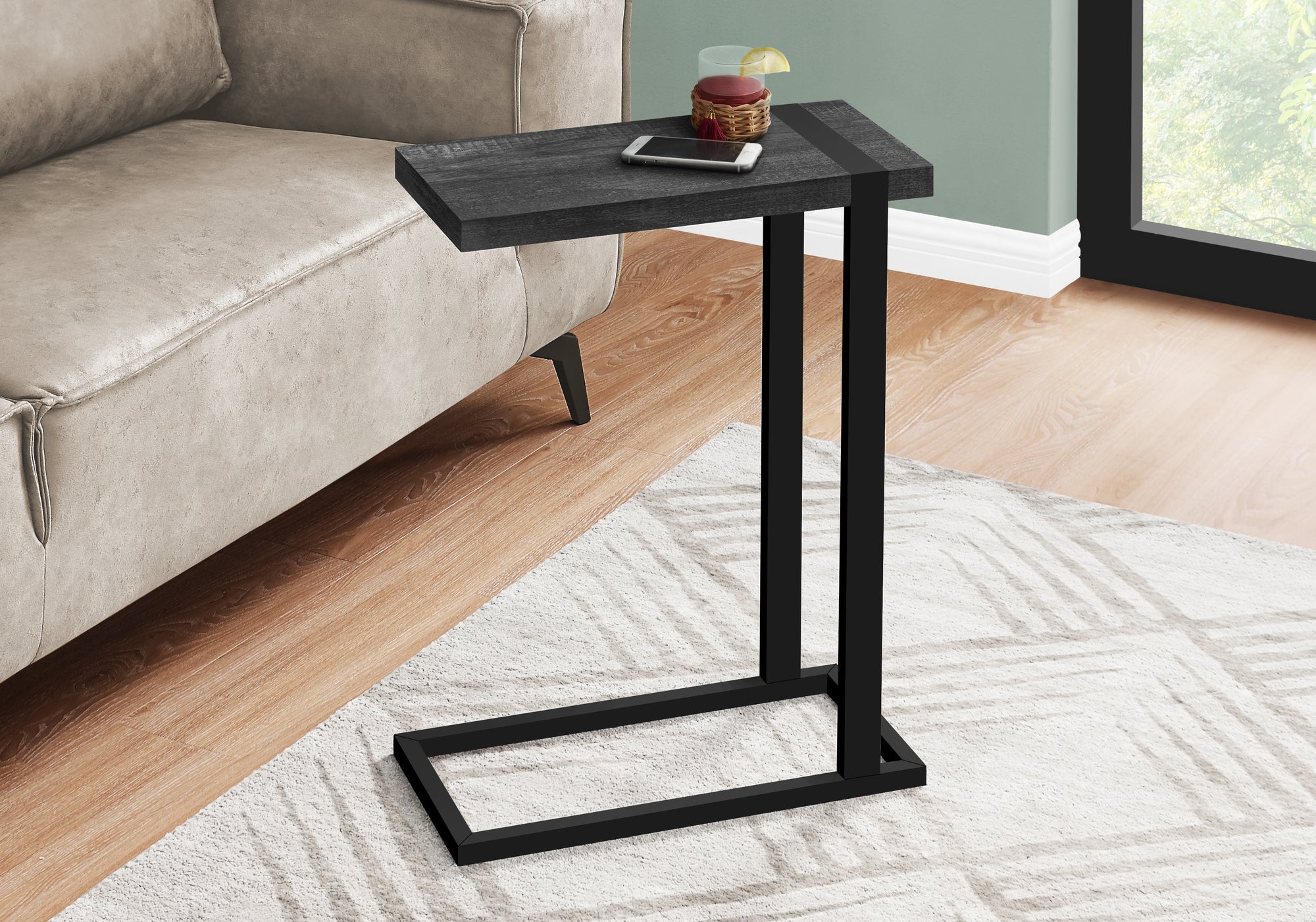 Bradford - Accent Table 25"H C-shaped End Side Snack Living Room Bedroom