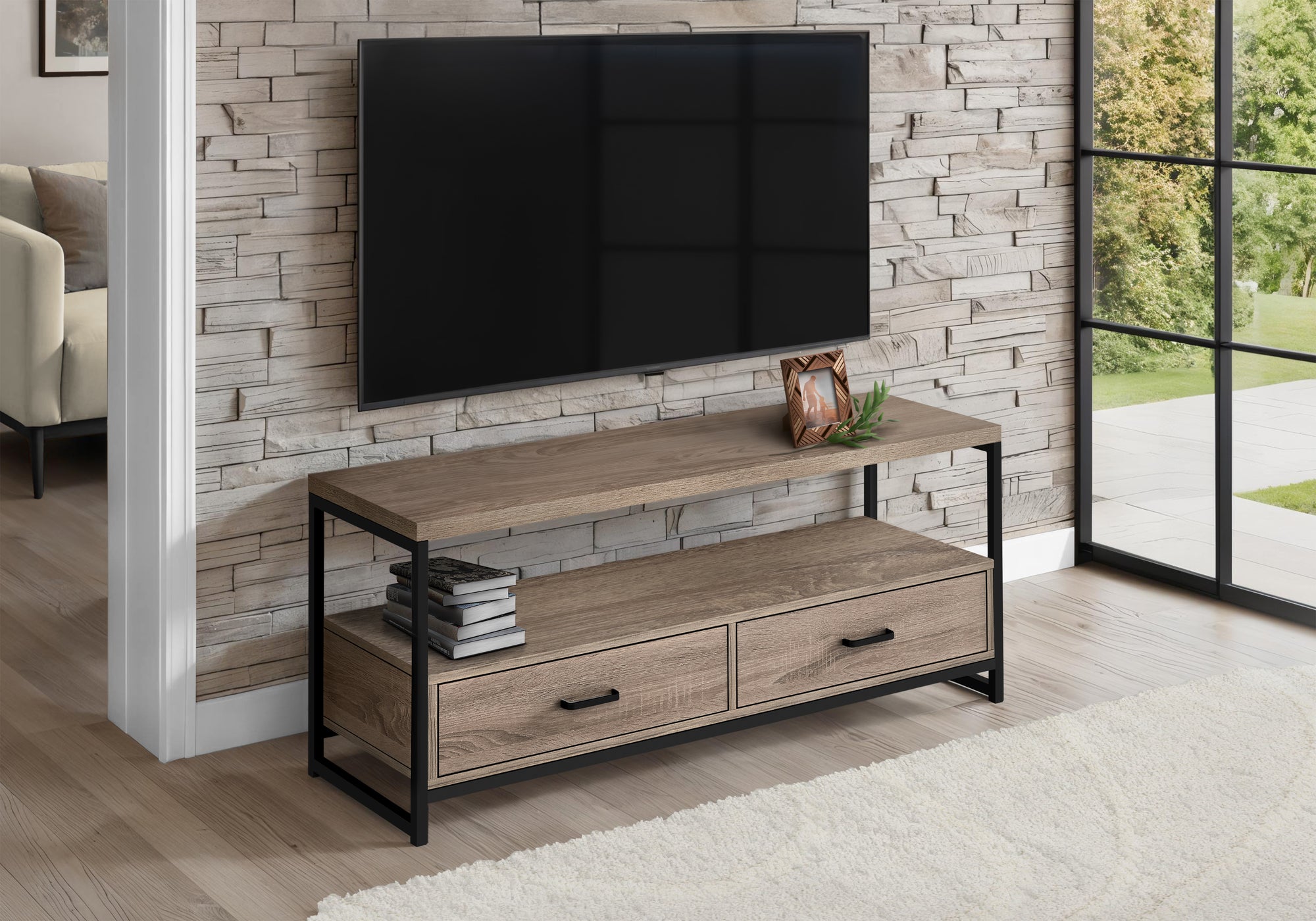 Hildon - Tv Stand 48 Inch Console Media Entertainment Center Storage Drawers