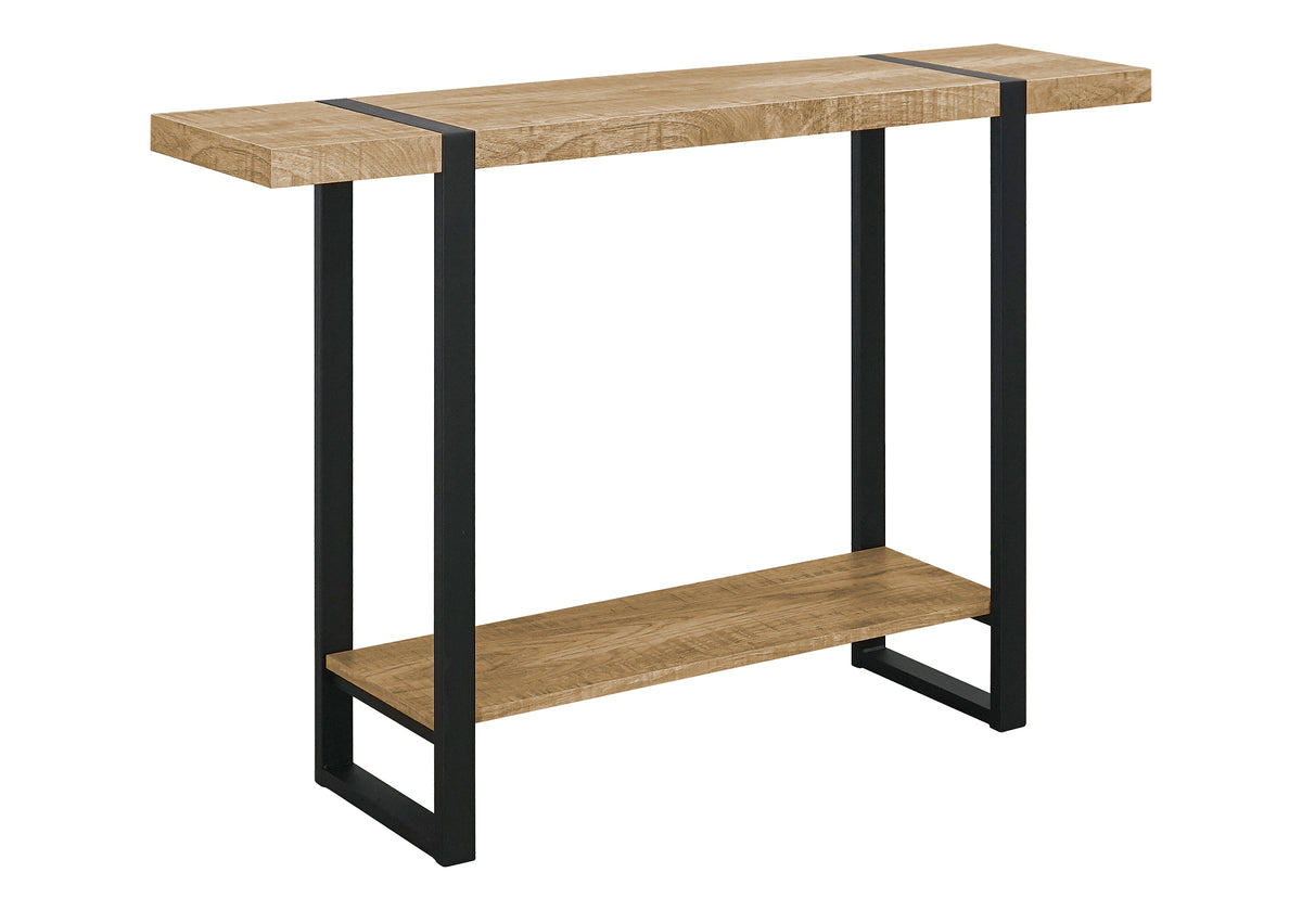 Accent Table, Console, Entryway, Narrow, Sofa, Living Room, Bedroom, Mango Wood-look Laminate, Black Metal, Contemporary, Modern