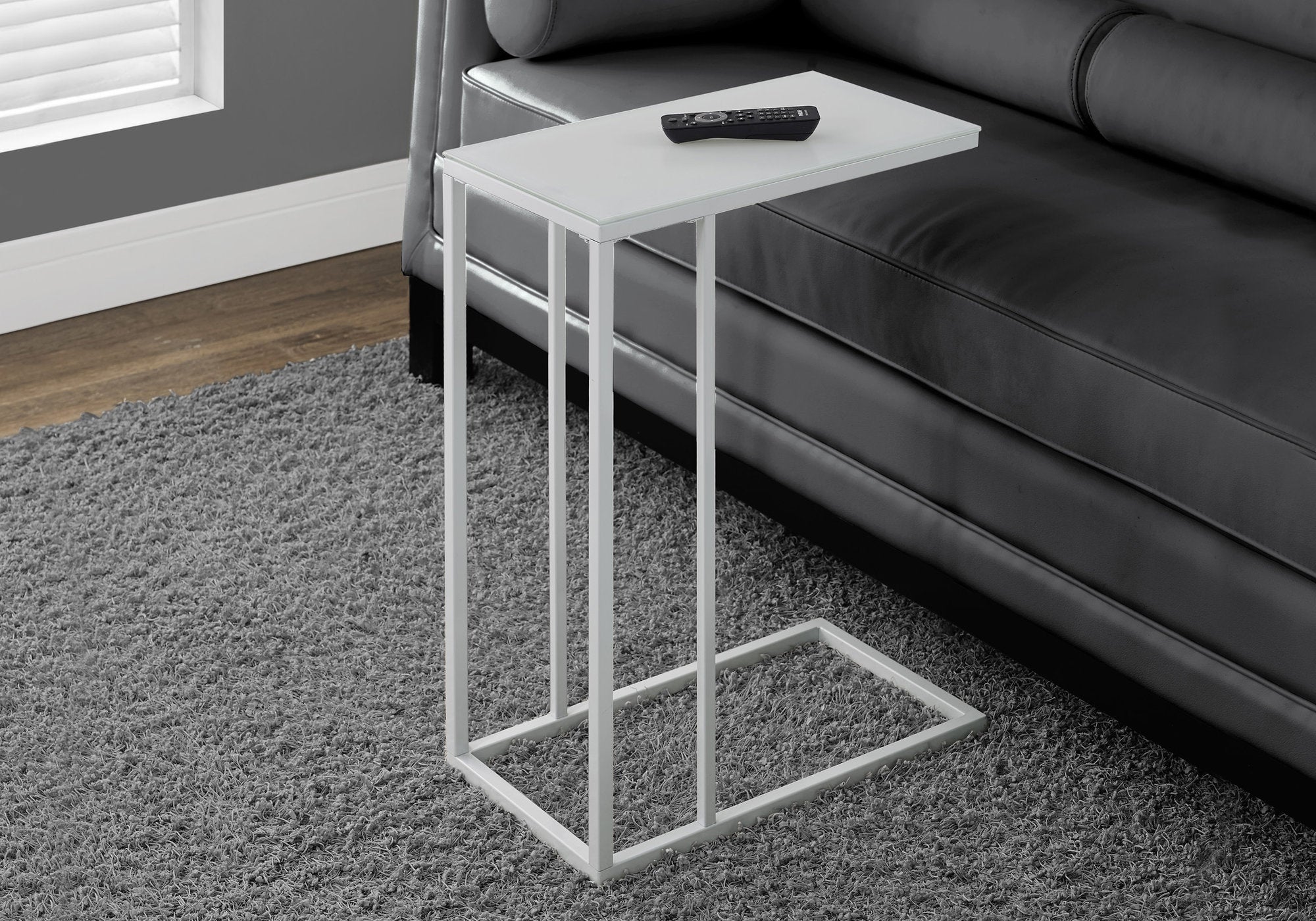 Chevron - Accent Table C-shaped End Side Snack Living Room Bedroom Tempered