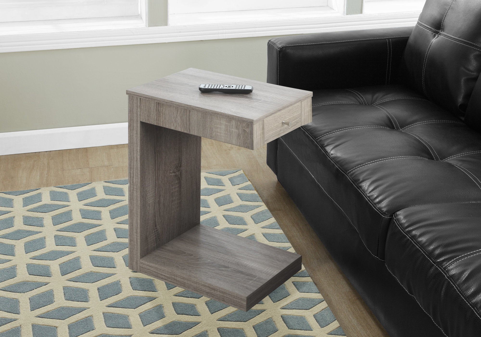 London - Accent Table C-shaped End Side Snack Storage Drawer Living Room