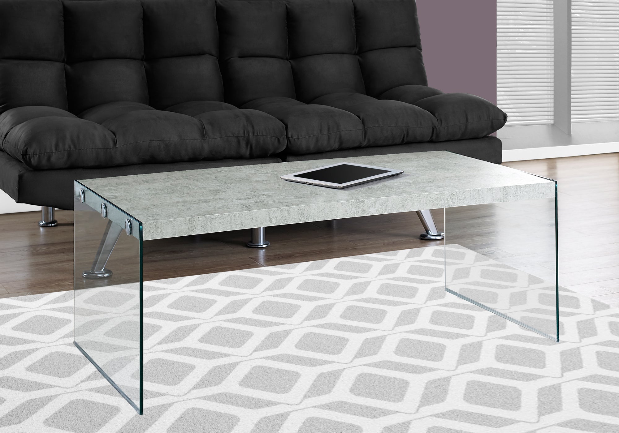 Leyton - Coffee Table Accent Cocktail Rectangular Living Room 44"L Grey Laminate