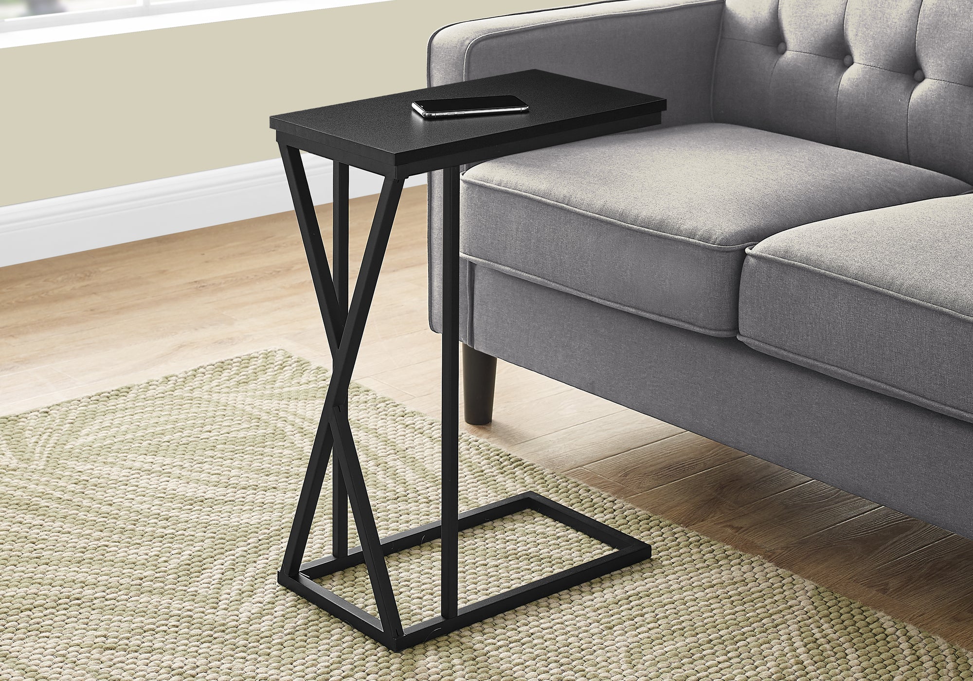 Arcadia - Accent Table C-shaped End Side Snack Living Room Bedroom Black