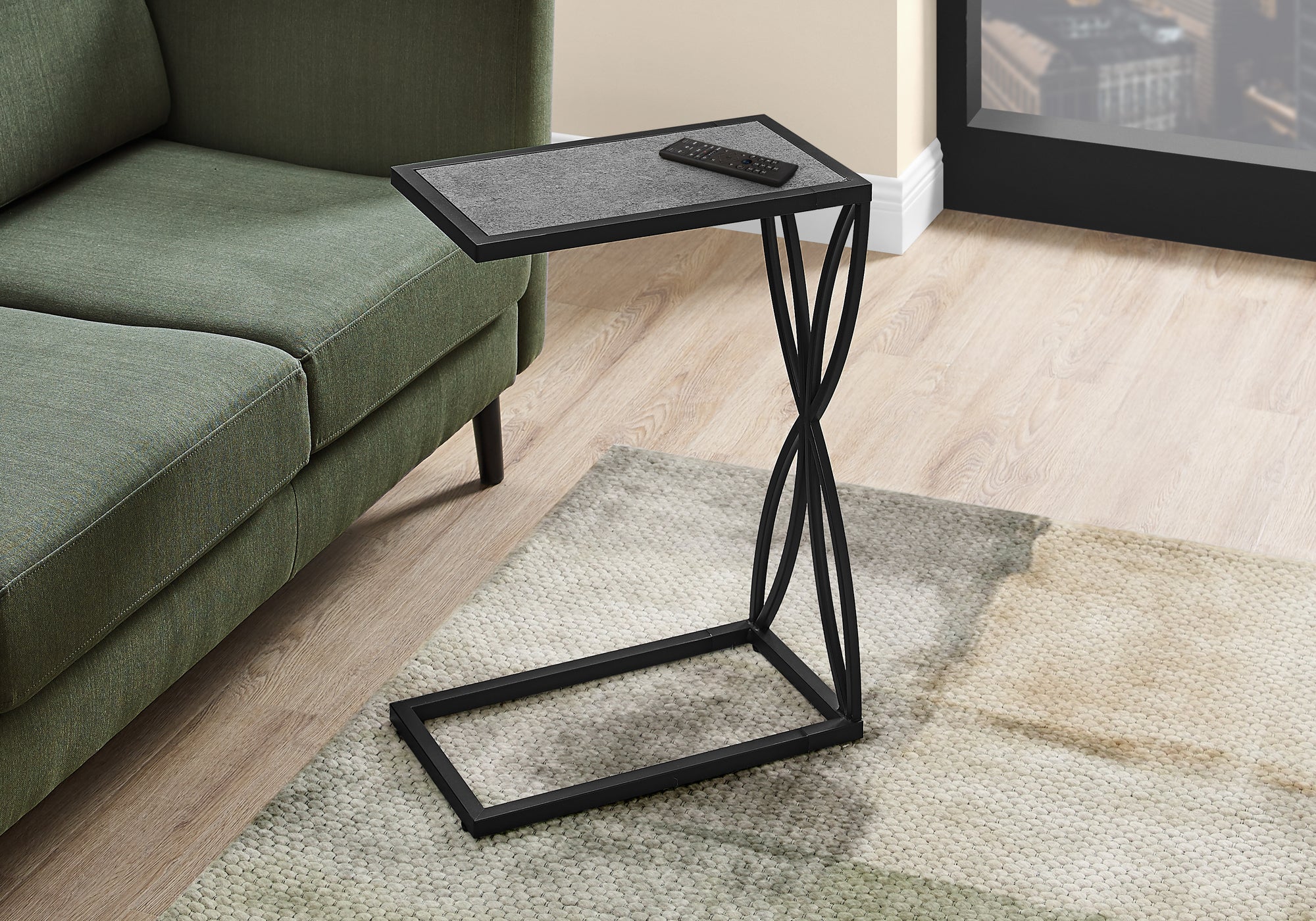 Kimberly - Accent Table C-shaped End Side Snack Living Room Bedroom Grey