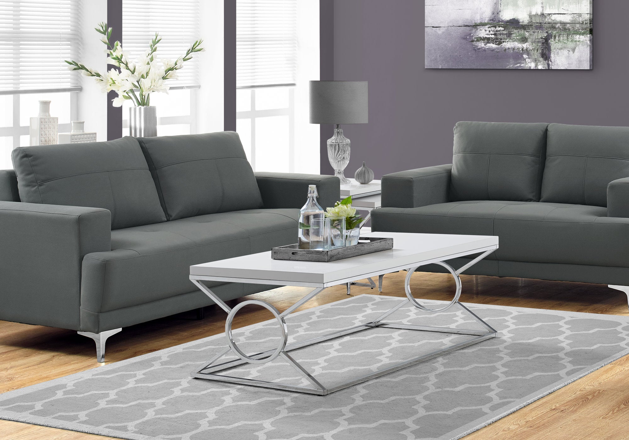 Sussie - Coffee Table Accent Cocktail Rectangular Living Room 44"L Glossy White