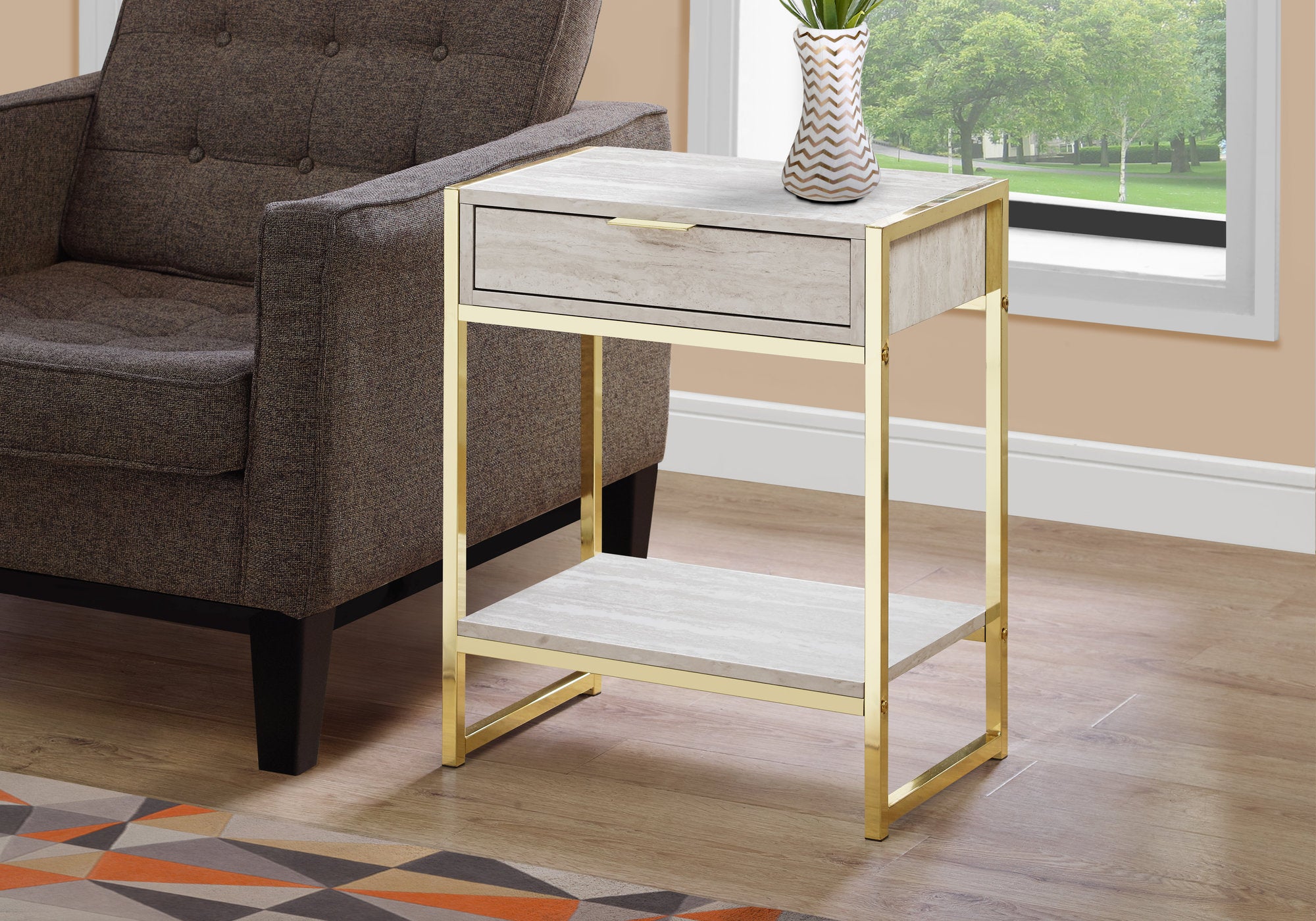 Alani - Accent Table Side End Nightstand Lamp Storage Drawer Living Room