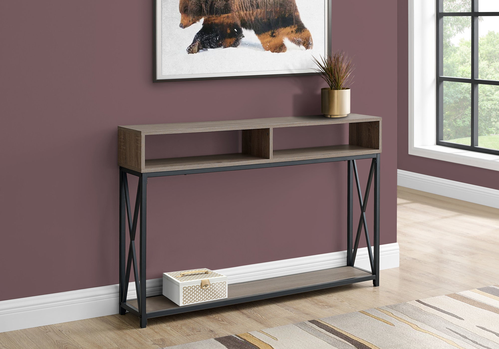 Zanetta - Accent Table Console Entryway Narrow Sofa Living Room Bedroom Brown