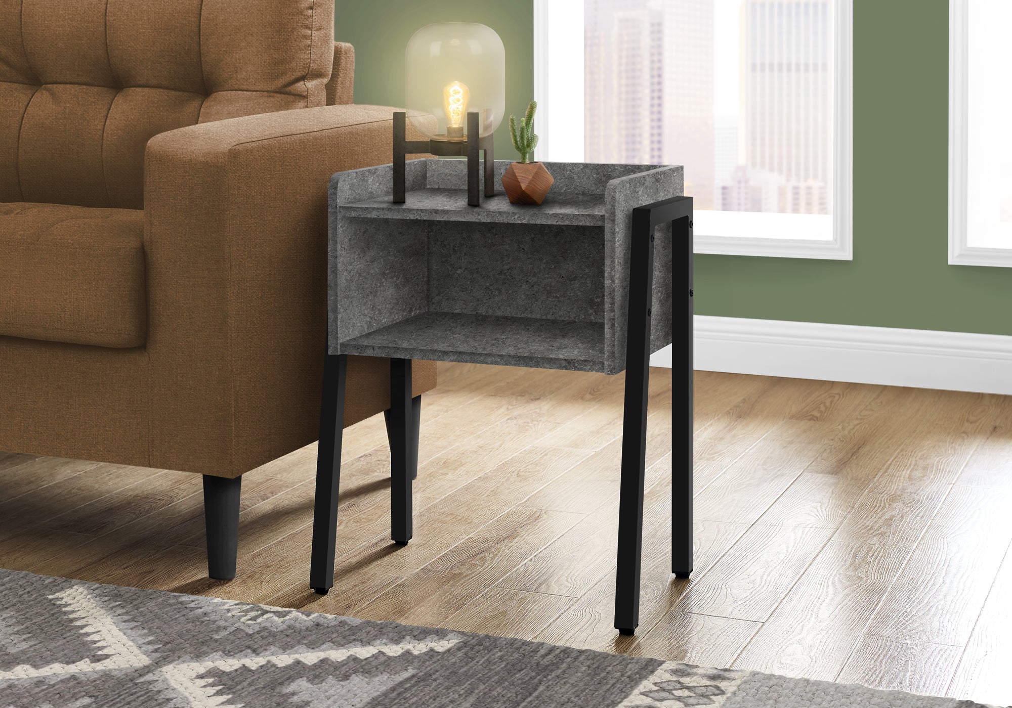 Darcell - Accent Table Side End Nightstand Lamp Living Room Bedroom Grey