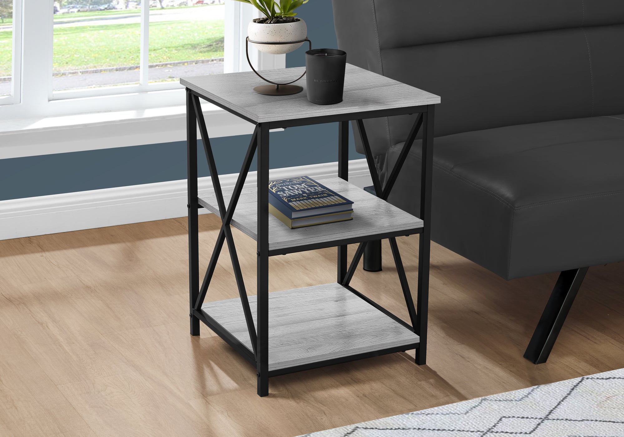 Caramay - Accent Table Side End Nightstand Lamp Living Room Bedroom Grey
