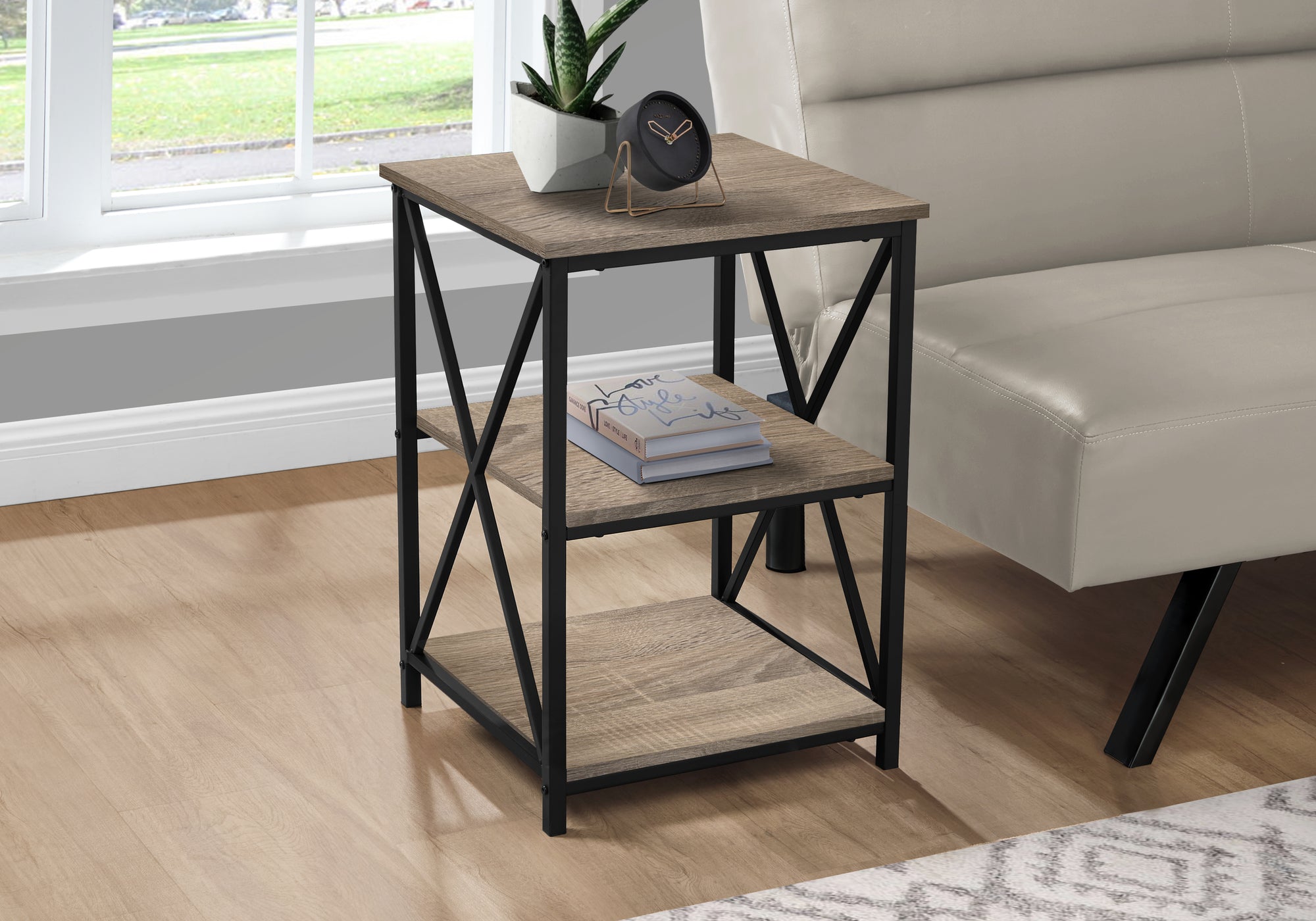Hansel - Accent Table Side End Nightstand Lamp Living Room Bedroom Brown