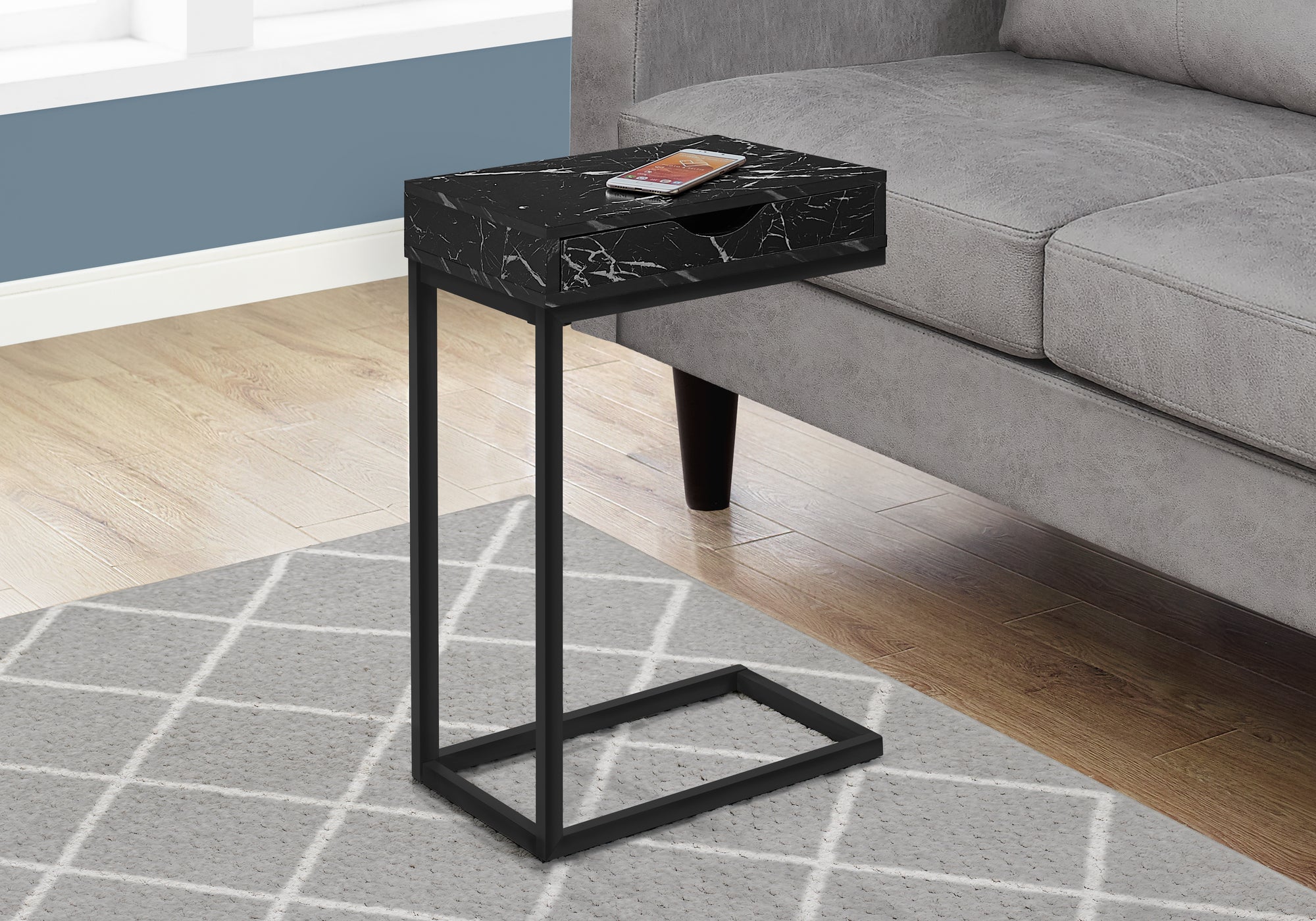 Pomme - Accent Table C-shaped End Side Snack Storage Drawer Living Room