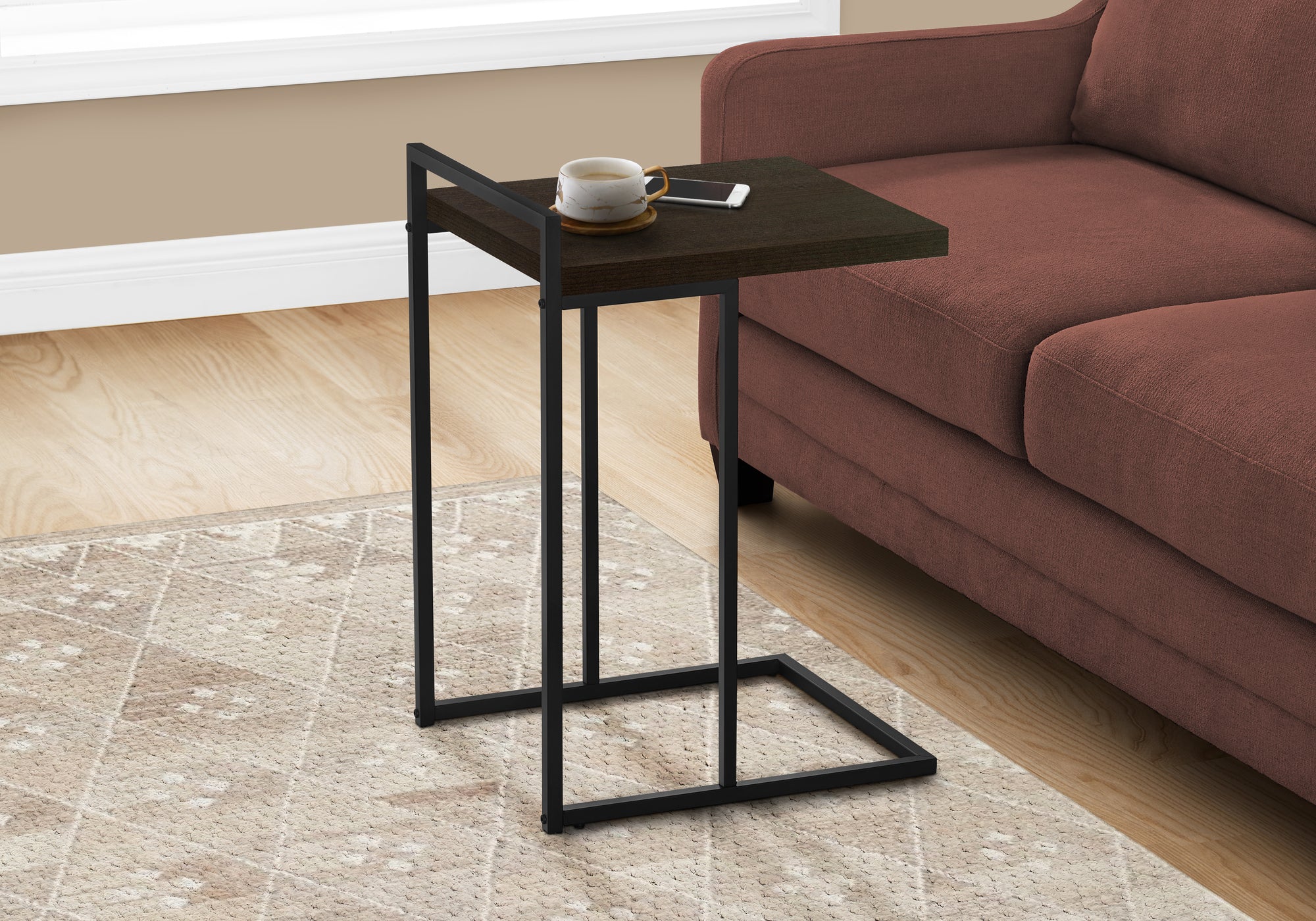 Iria - Accent Table C-shaped End Side Snack Living Room Bedroom Brown