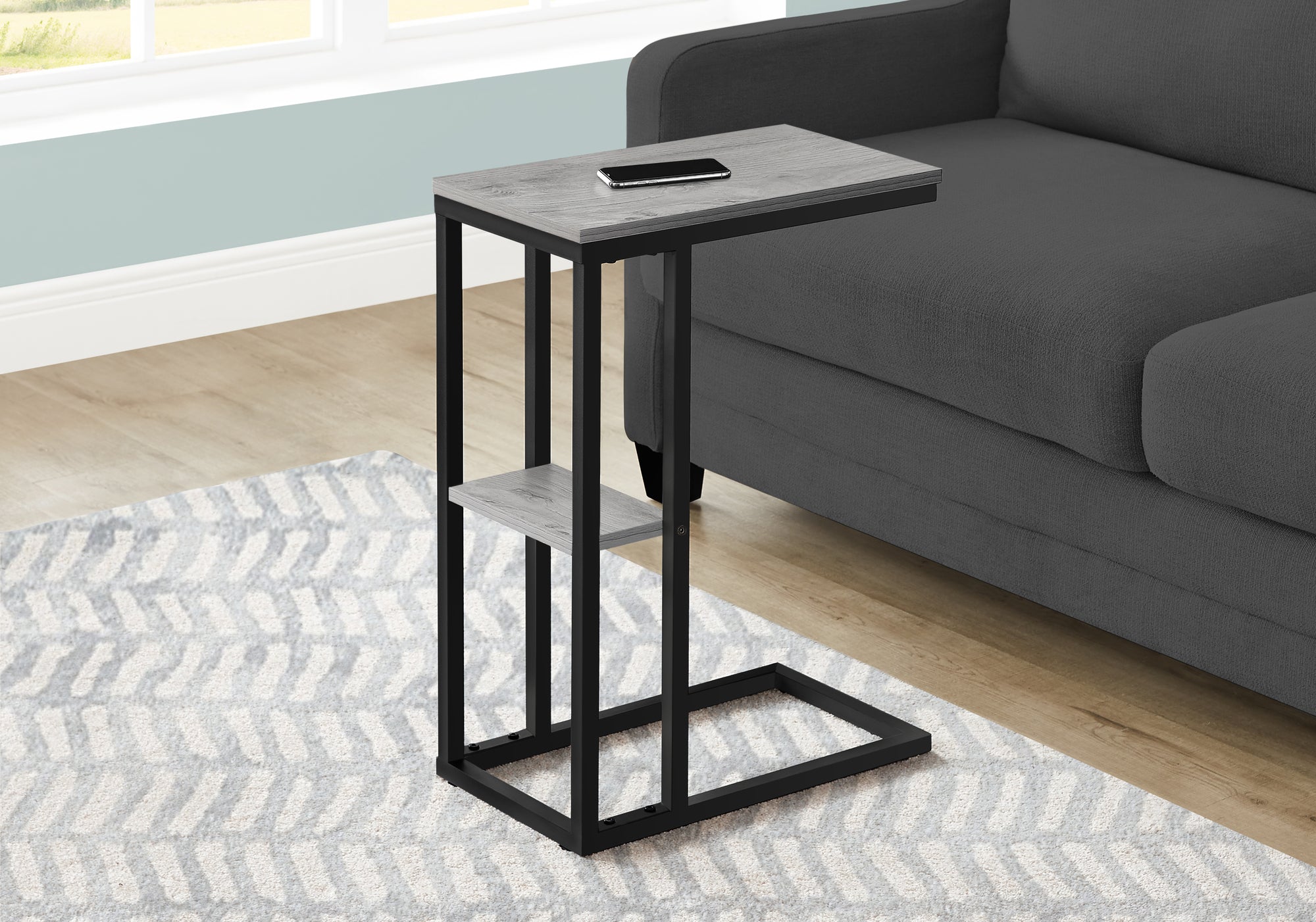 Embla - Accent Table C-shaped End Side Snack Living Room Bedroom Grey