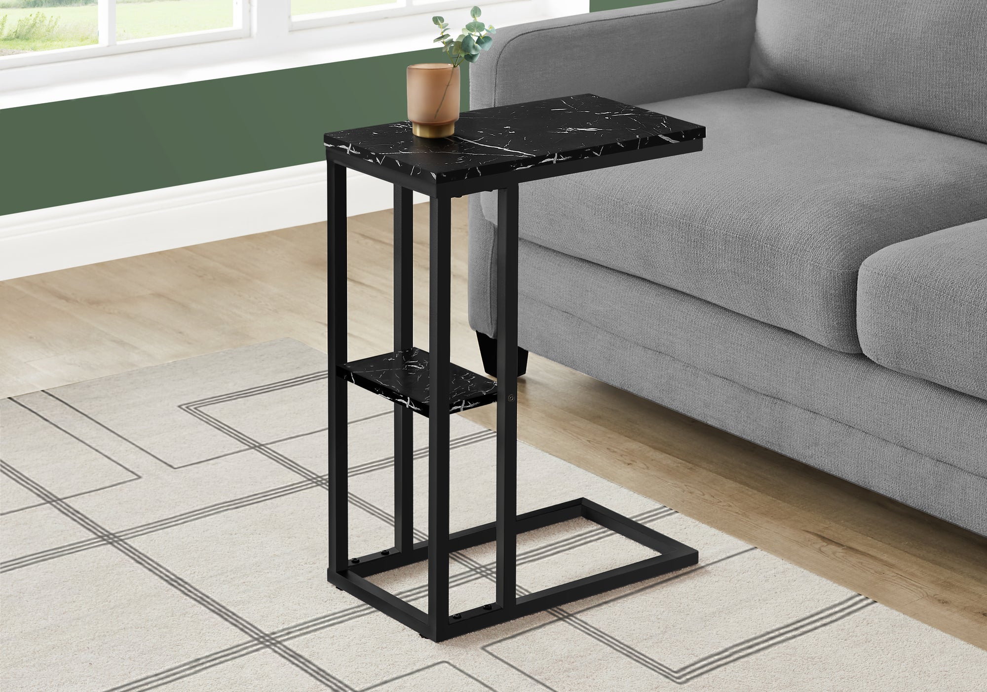 Micah - Accent Table C-shaped End Side Snack Living Room Bedroom Black
