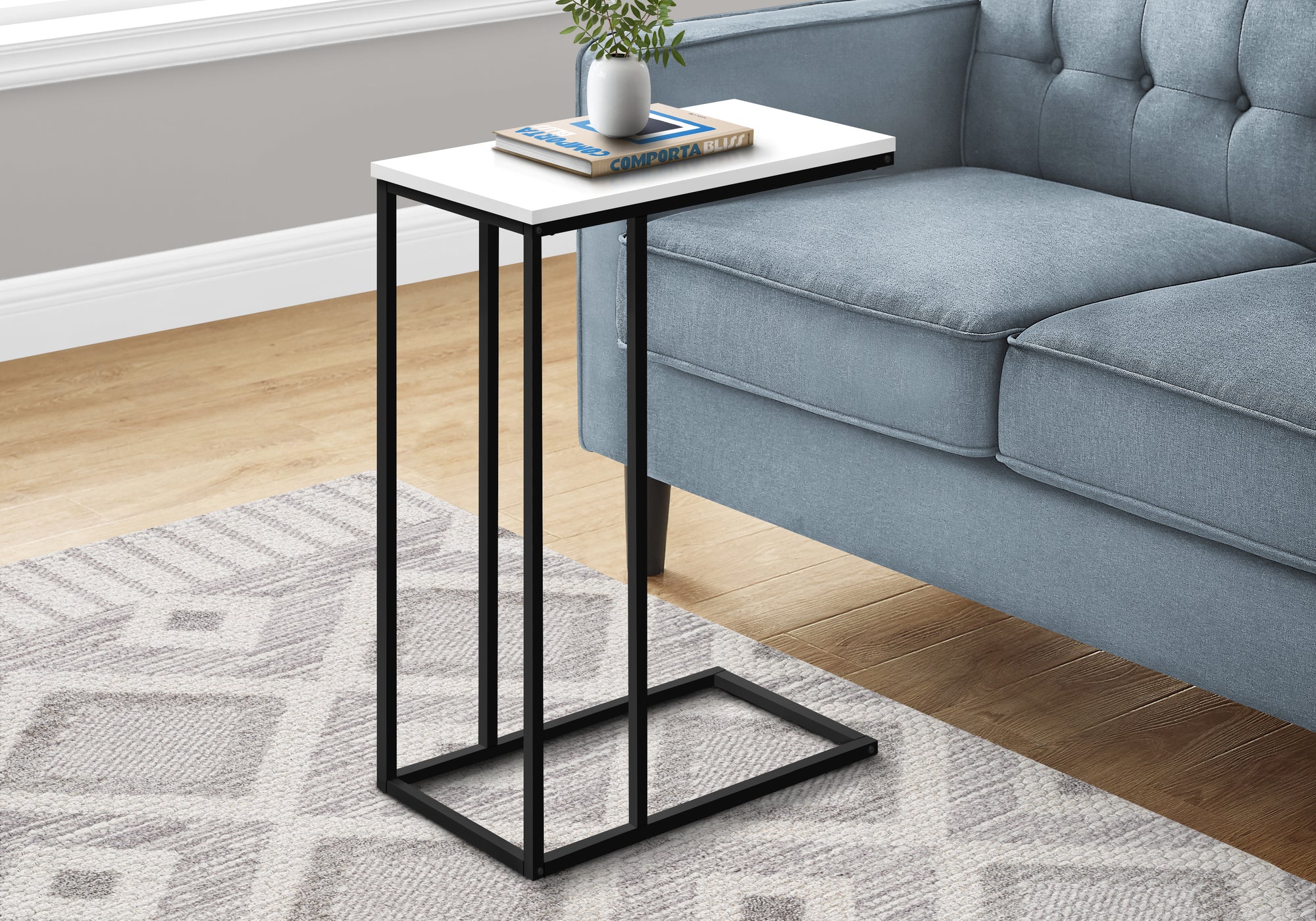 Charlier - Accent Table C-shaped End Side Snack Living Room Bedroom White