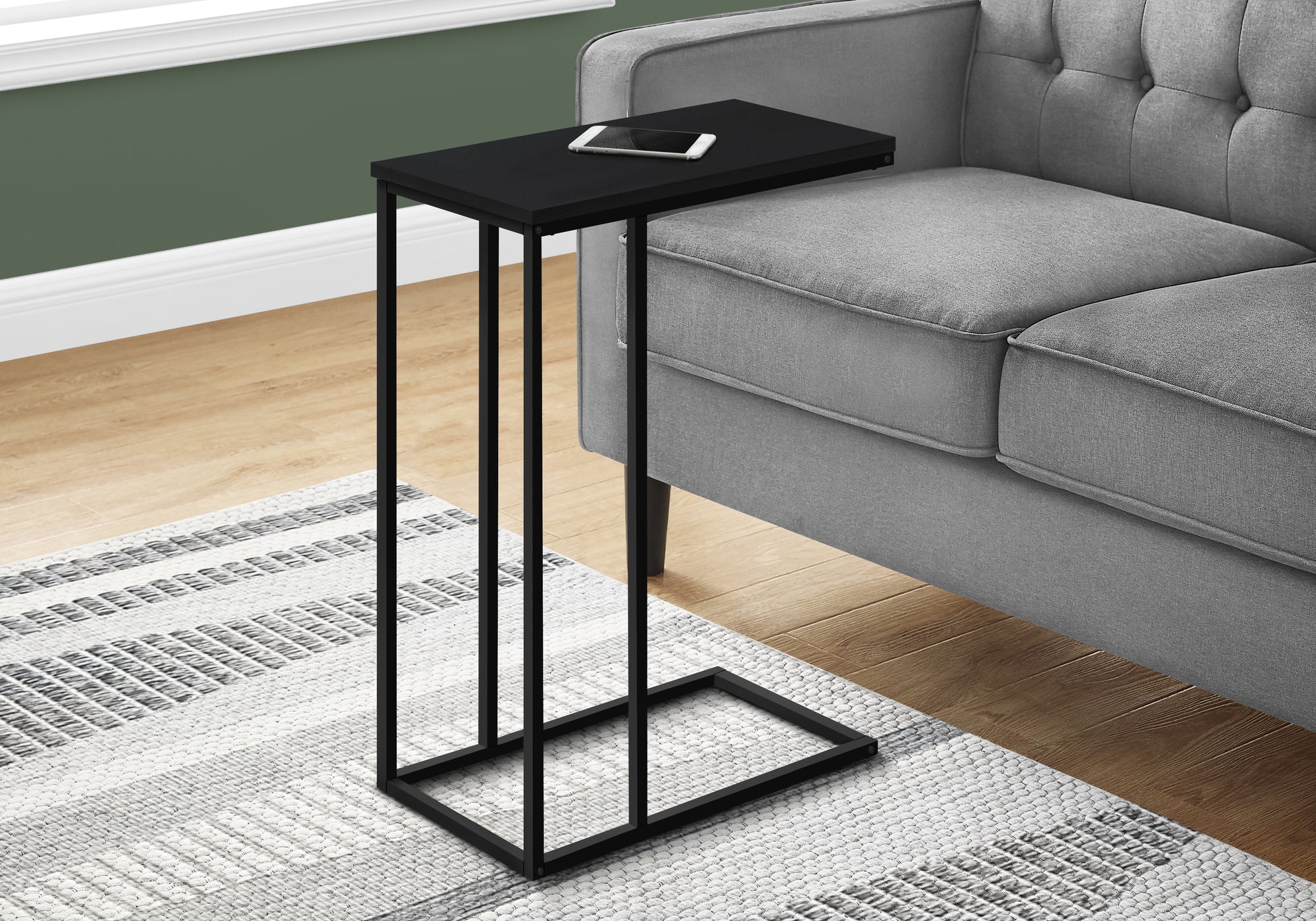 Marelli - Accent Table C-shaped End Side Snack Living Room Bedroom Black