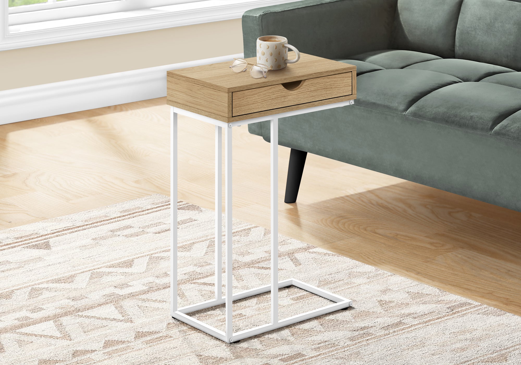 Lanier - Accent Table C-shaped End Side Snack Storage Drawer Living Room