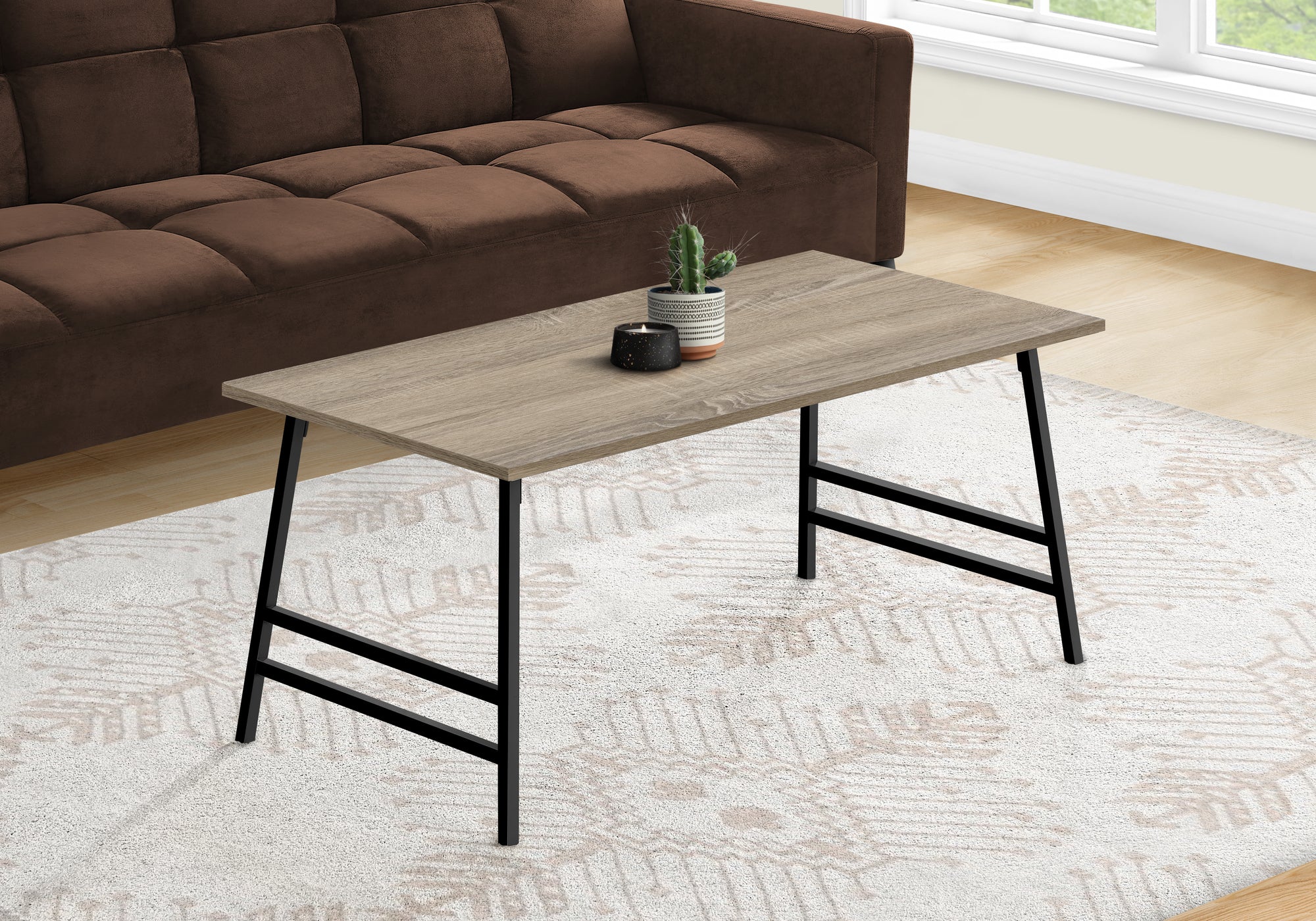 Claverie - Coffee Table Accent Cocktail Rectangular Living Room 40"L Brown Laminate