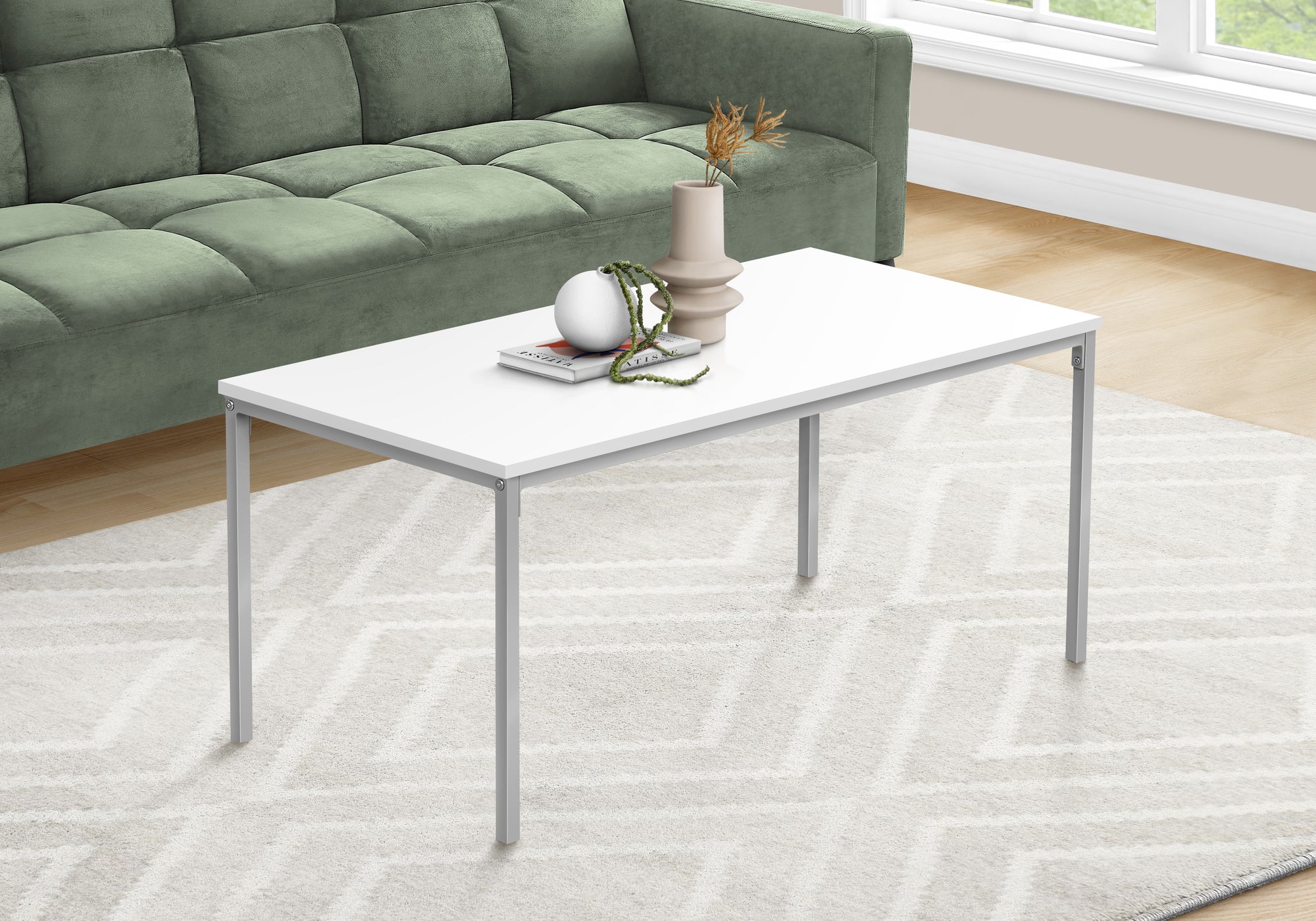 Valina - Coffee Table Accent Cocktail Rectangular Living Room 40"L White Laminate